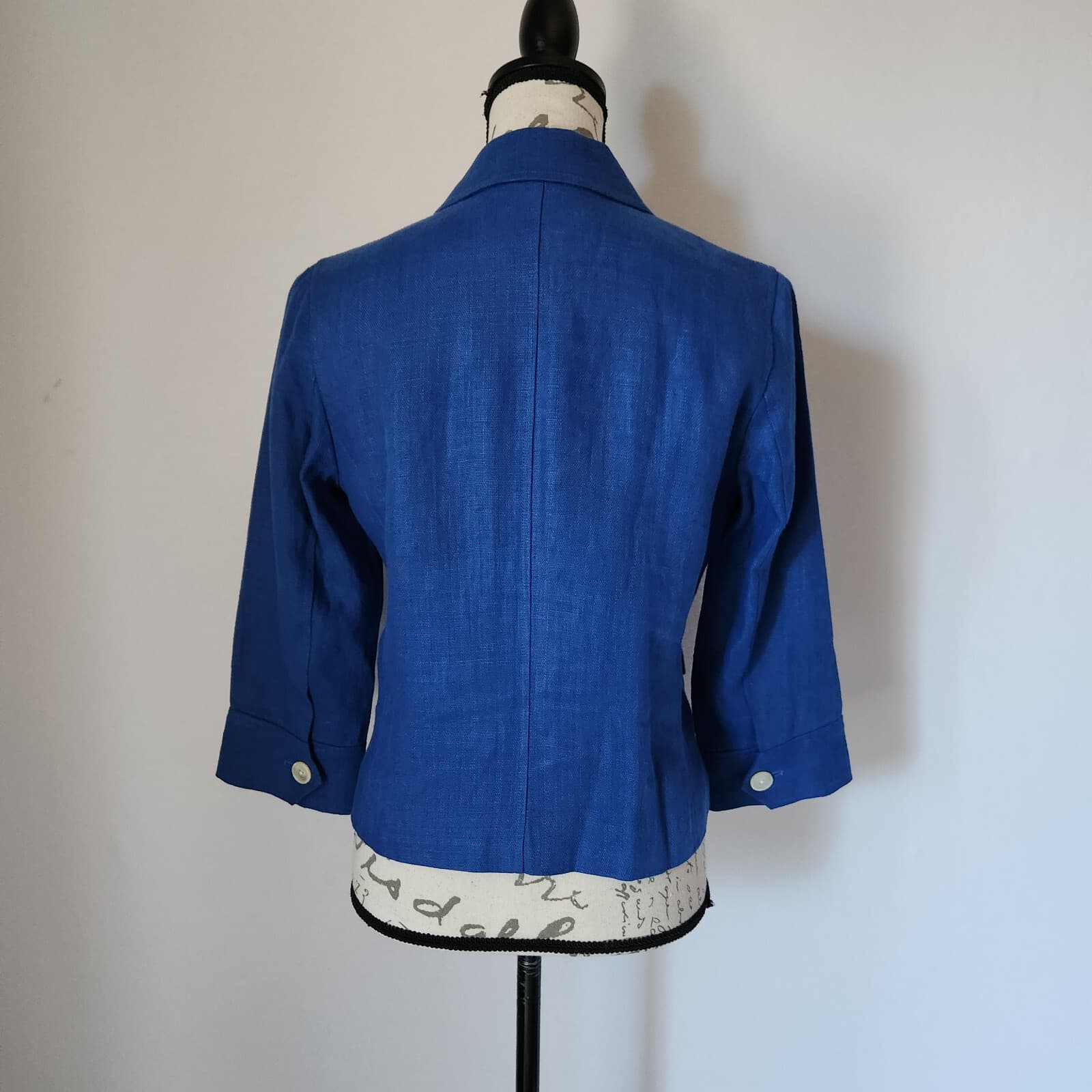 Lauren Ralph Lauren 100% Linen Jacket Pocket Button 3/4 Sleeve Blue Women's 8P - Thumbnail 10