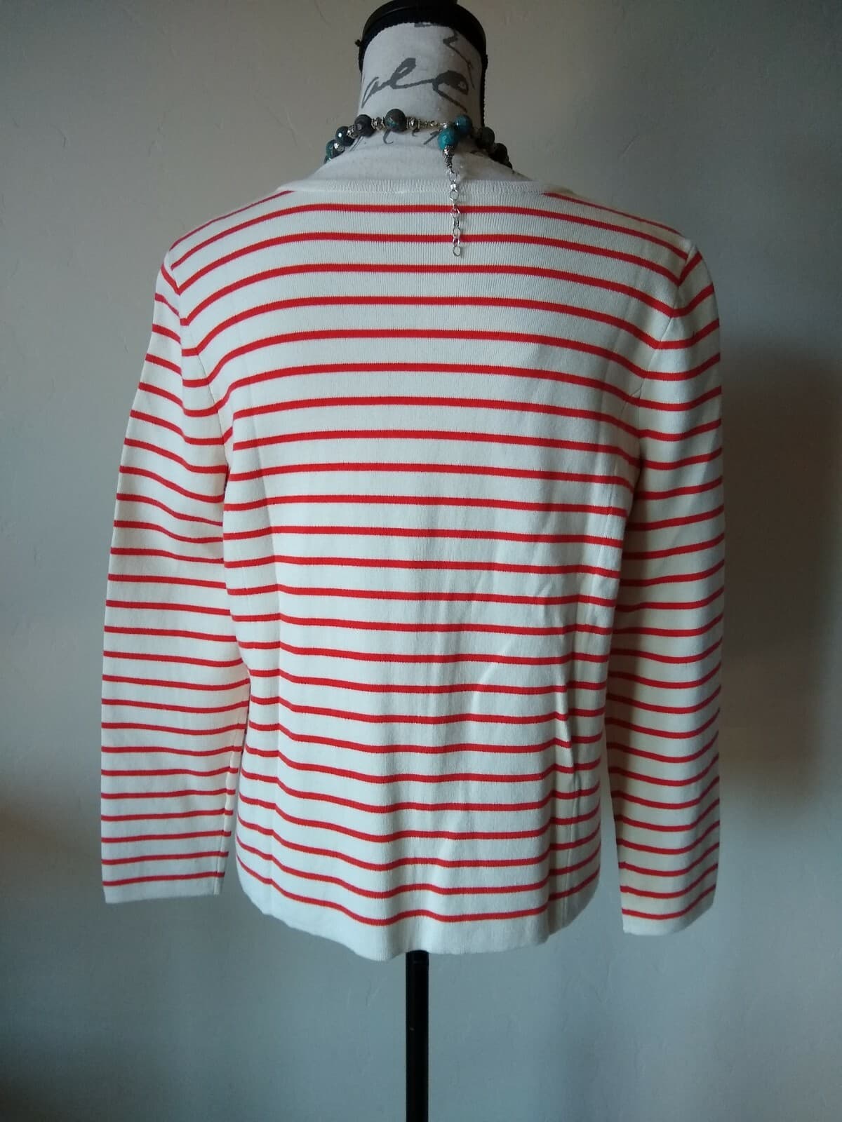TABOTS NWT Cotton Blend Sweater Zip Orange White Stripped Sz.Xp $149 - Thumbnail 5