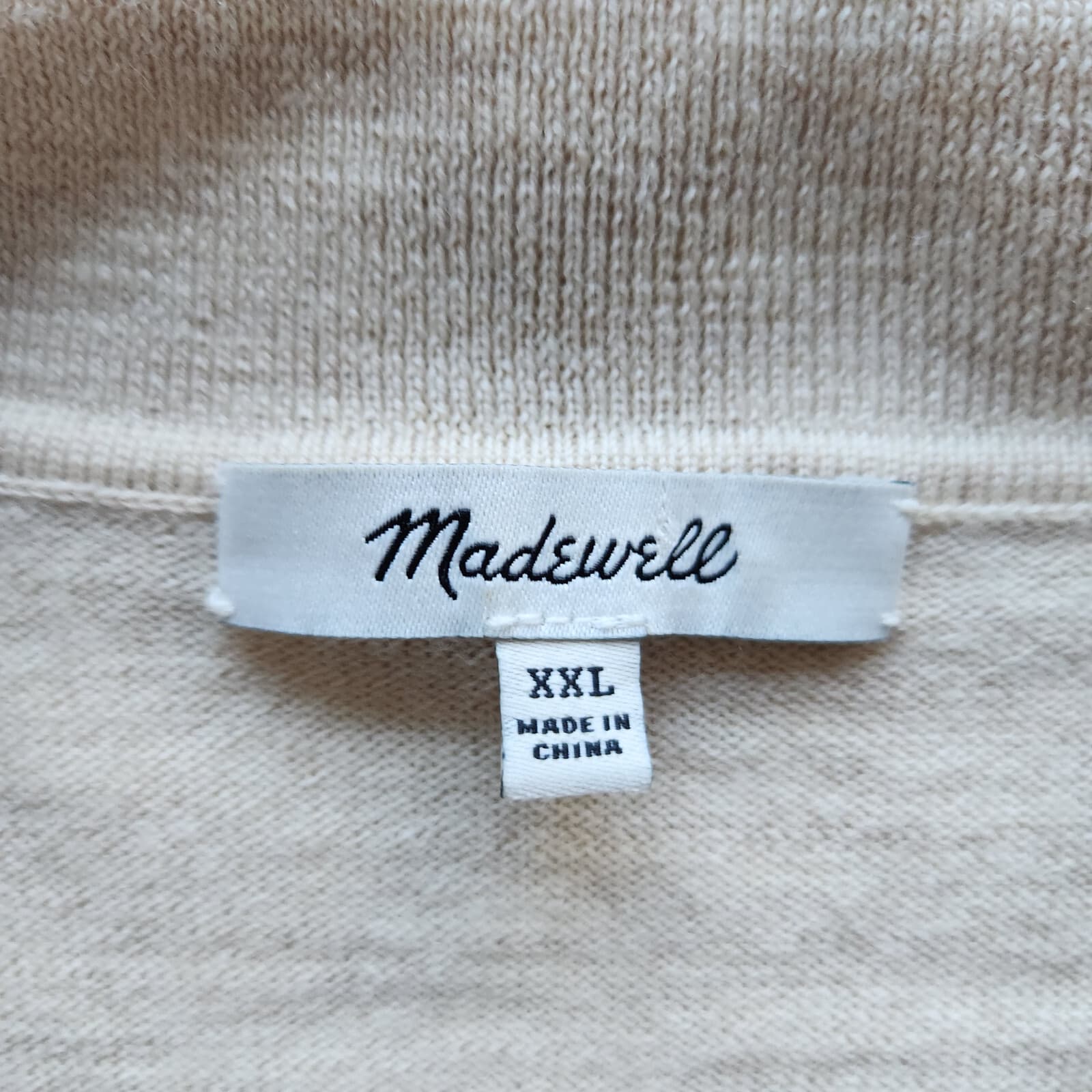 EUC Madewell 100% Merino Wool Polo Sweater Pullover Long Sleeve Beige Women XXL - Thumbnail 9