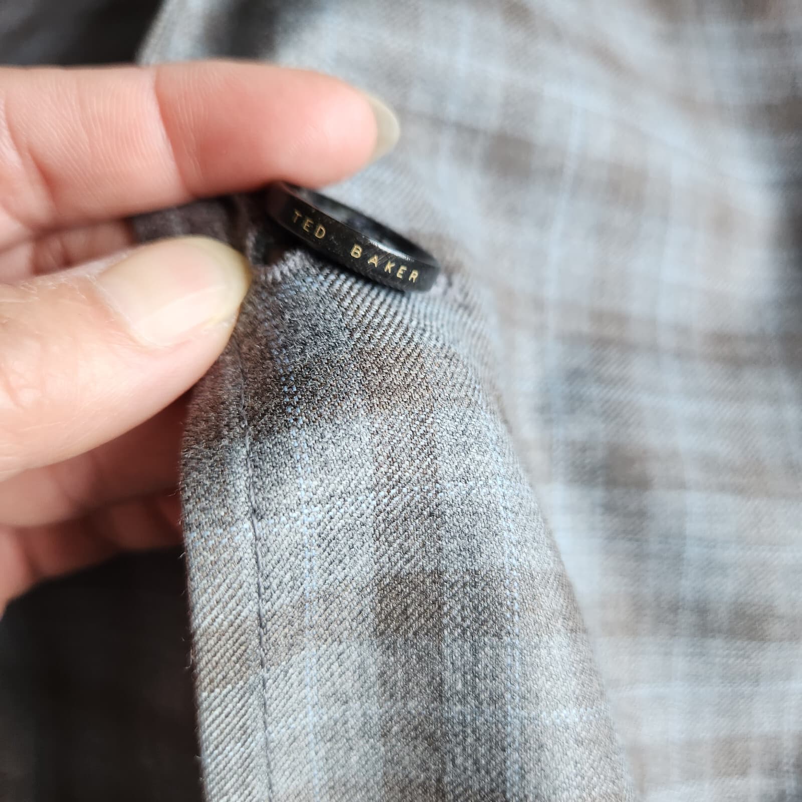 Ted Baker Jay Slim Fit Plaid Wool Sport Coat Two-Button Gray Brown Men's 40R - Thumbnail 6