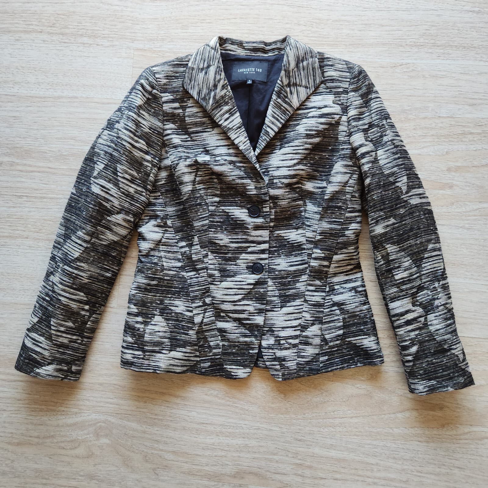 EUC Lafayette 148 NY Linen Blend Two-Button Blazer Texture-Leaf Brown Women's 6 - Thumbnail 2