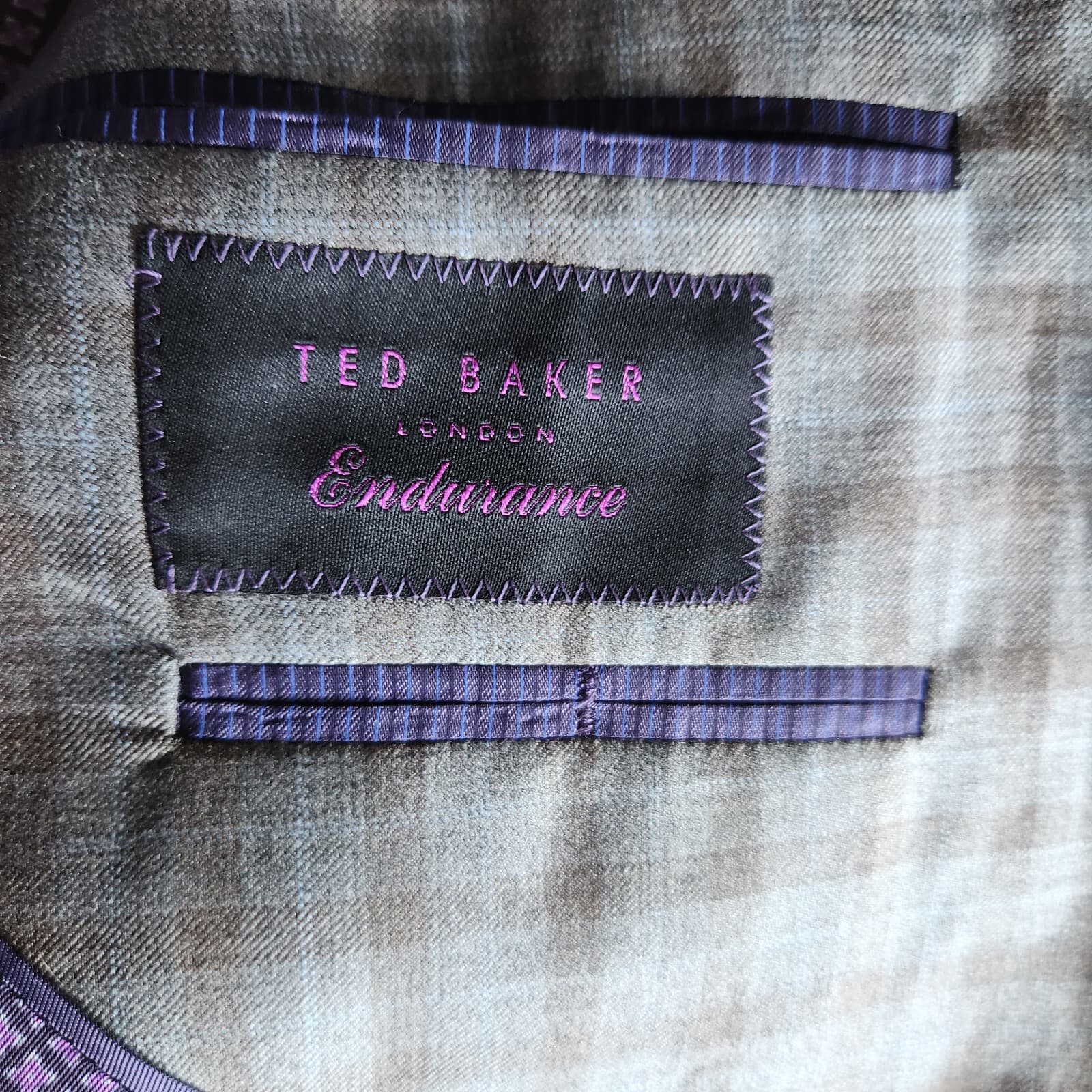 Ted Baker Jay Slim Fit Plaid Wool Sport Coat Two-Button Gray Brown Men's 40R - Thumbnail 9