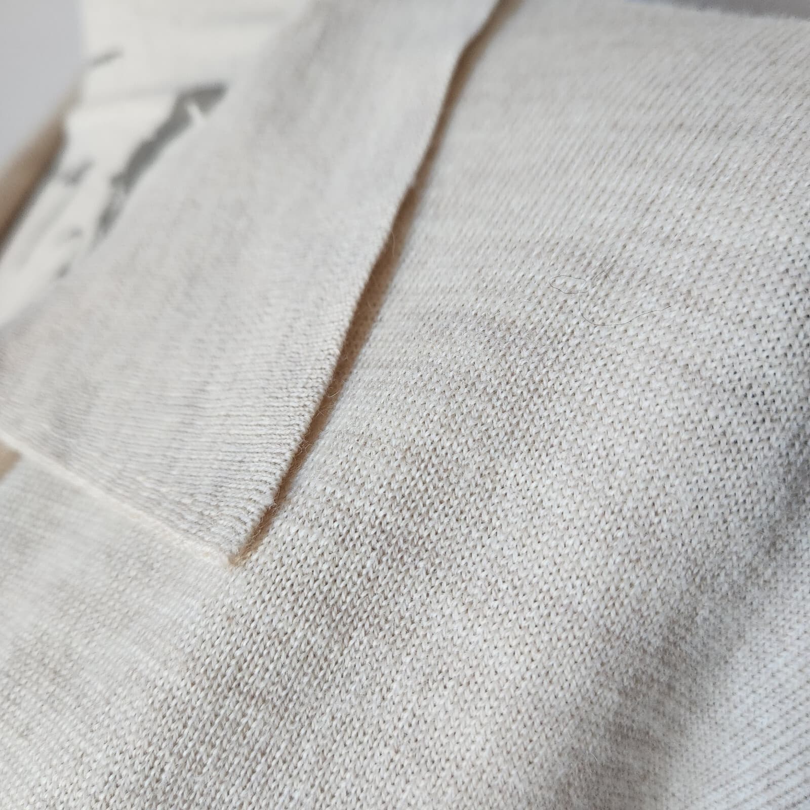 EUC Madewell 100% Merino Wool Polo Sweater Pullover Long Sleeve Beige Women XXL - Thumbnail 5