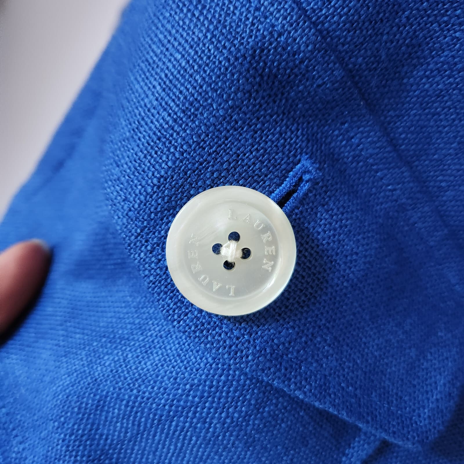 Lauren Ralph Lauren 100% Linen Jacket Pocket Button 3/4 Sleeve Blue Women's 8P - Thumbnail 7