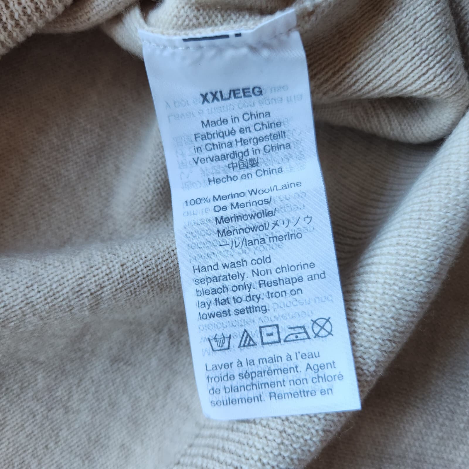 EUC Madewell 100% Merino Wool Polo Sweater Pullover Long Sleeve Beige Women XXL - Thumbnail 10