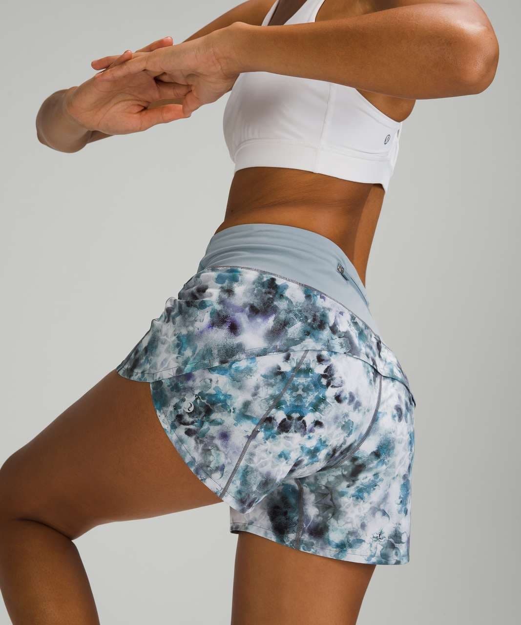 Lululemon Speed Up Mid-Rise Short 3" Kaleidofloral Multi Blue Cast Women's 10 - Thumbnail 5