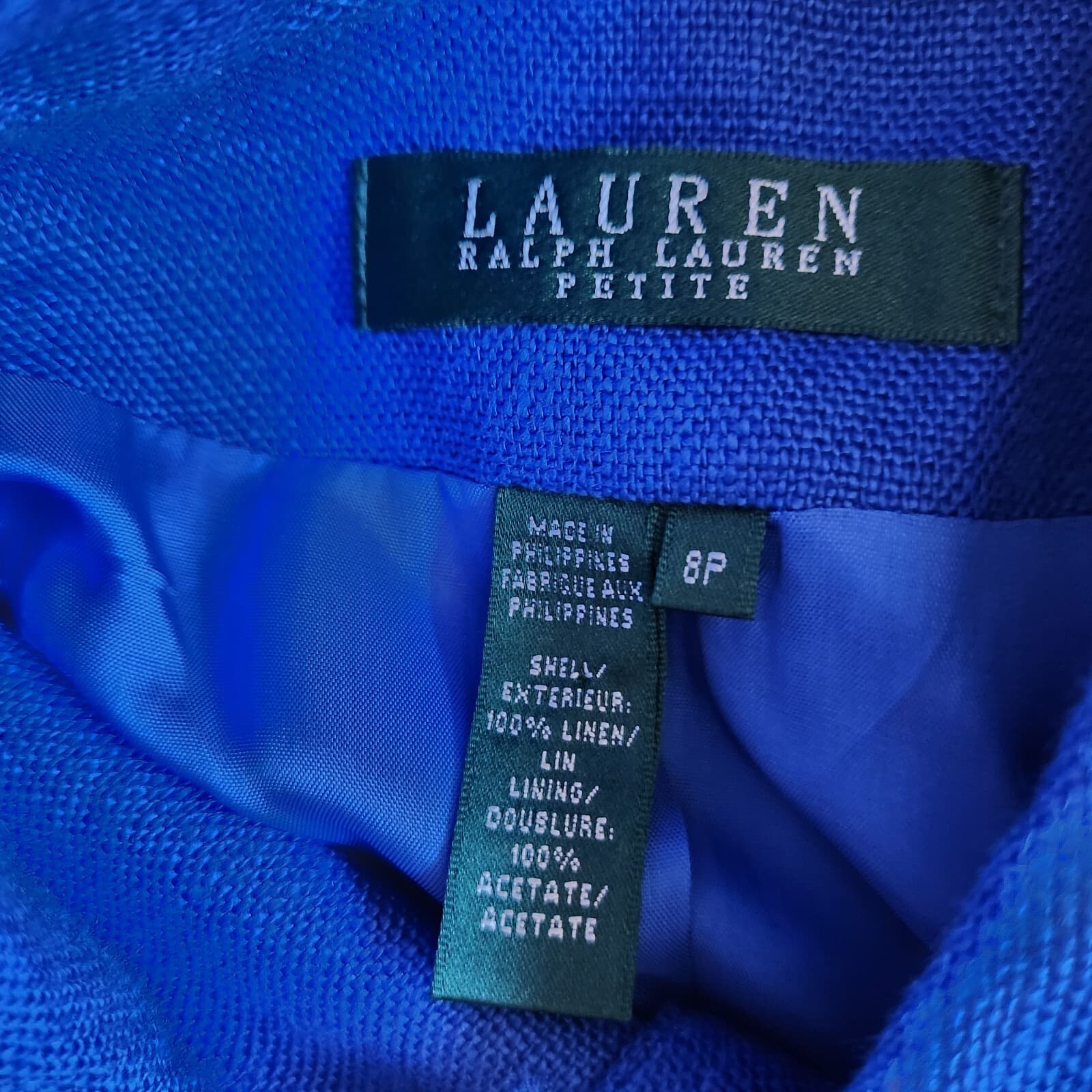 Lauren Ralph Lauren 100% Linen Jacket Pocket Button 3/4 Sleeve Blue Women's 8P - Thumbnail 11