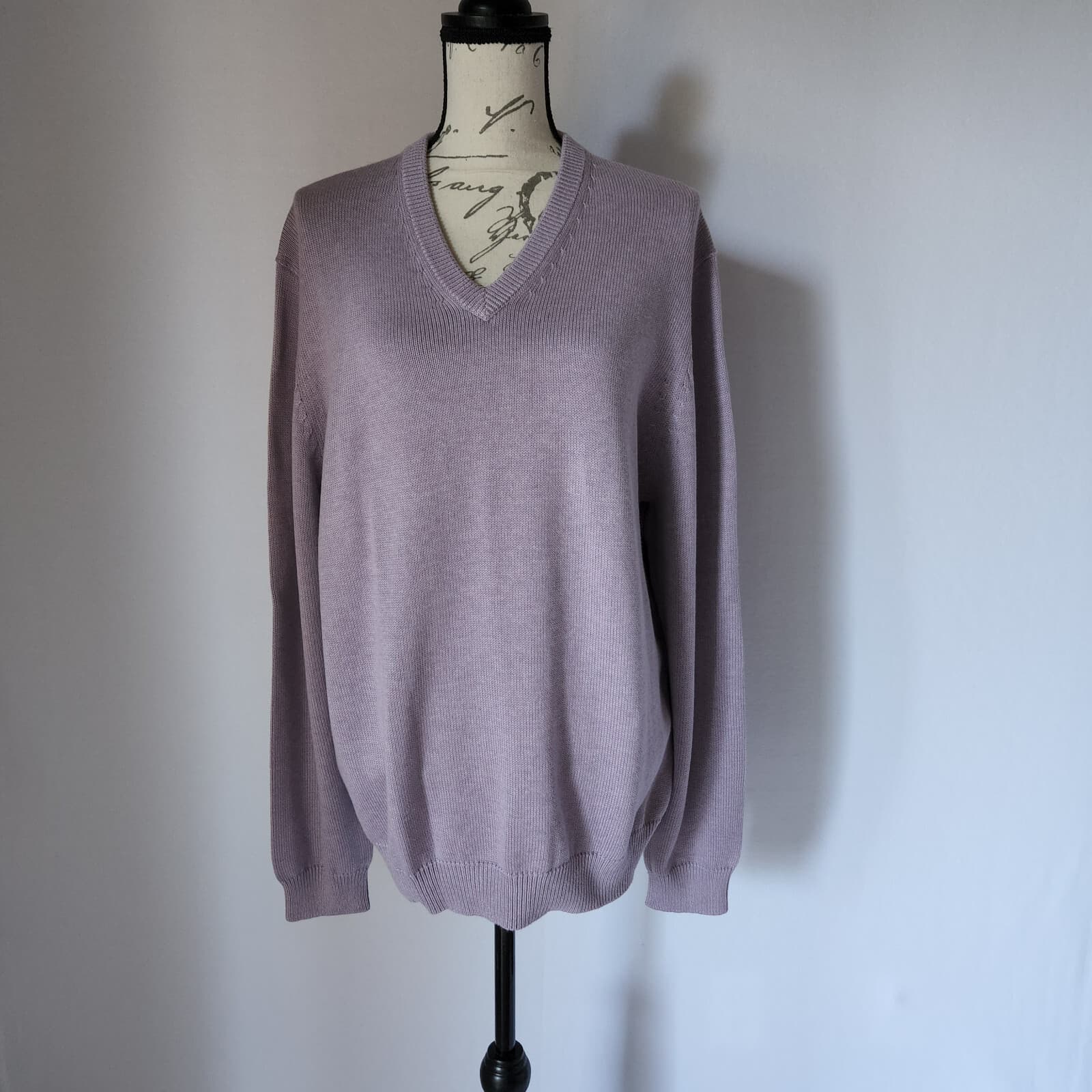 Vintage Brooks Brothers Cotton Sweater Pullover V-Neck Purple Unisex L Hong Kong - Thumbnail 2
