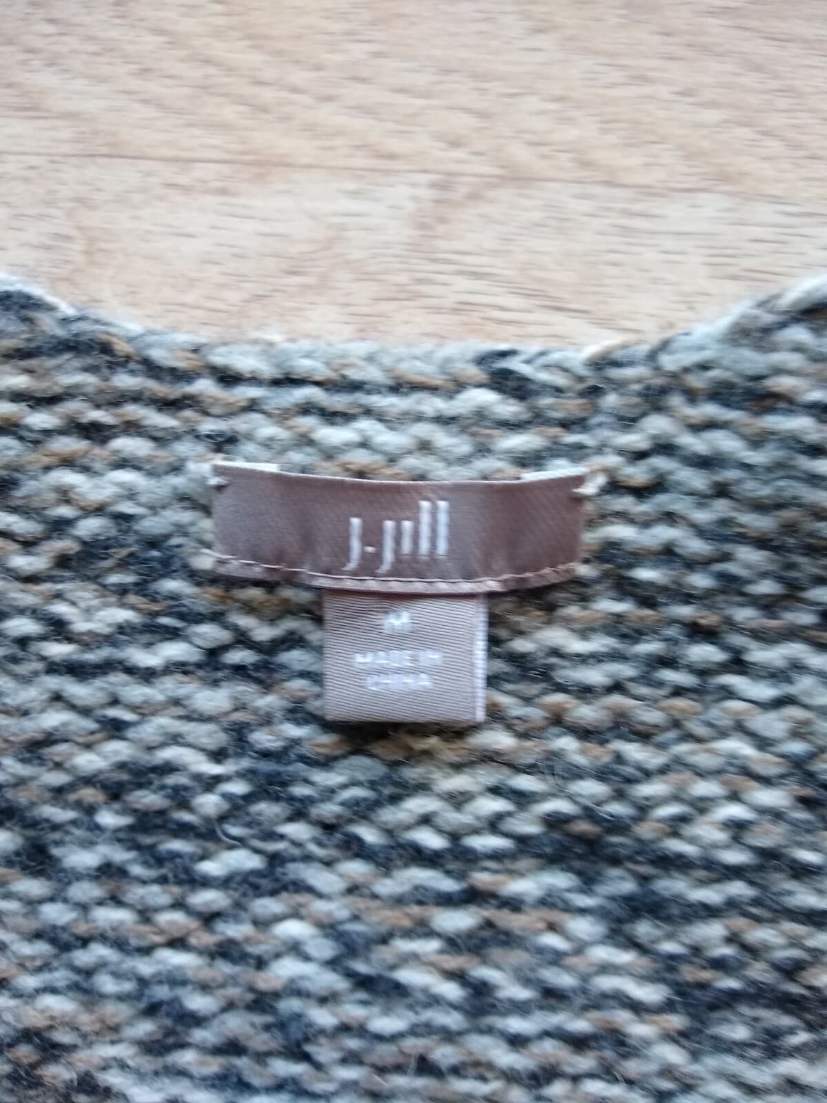 J.Jill Women Wool Camel Blend Cardigan Sweater Bead-embellished Gray Sz.M - Thumbnail 9