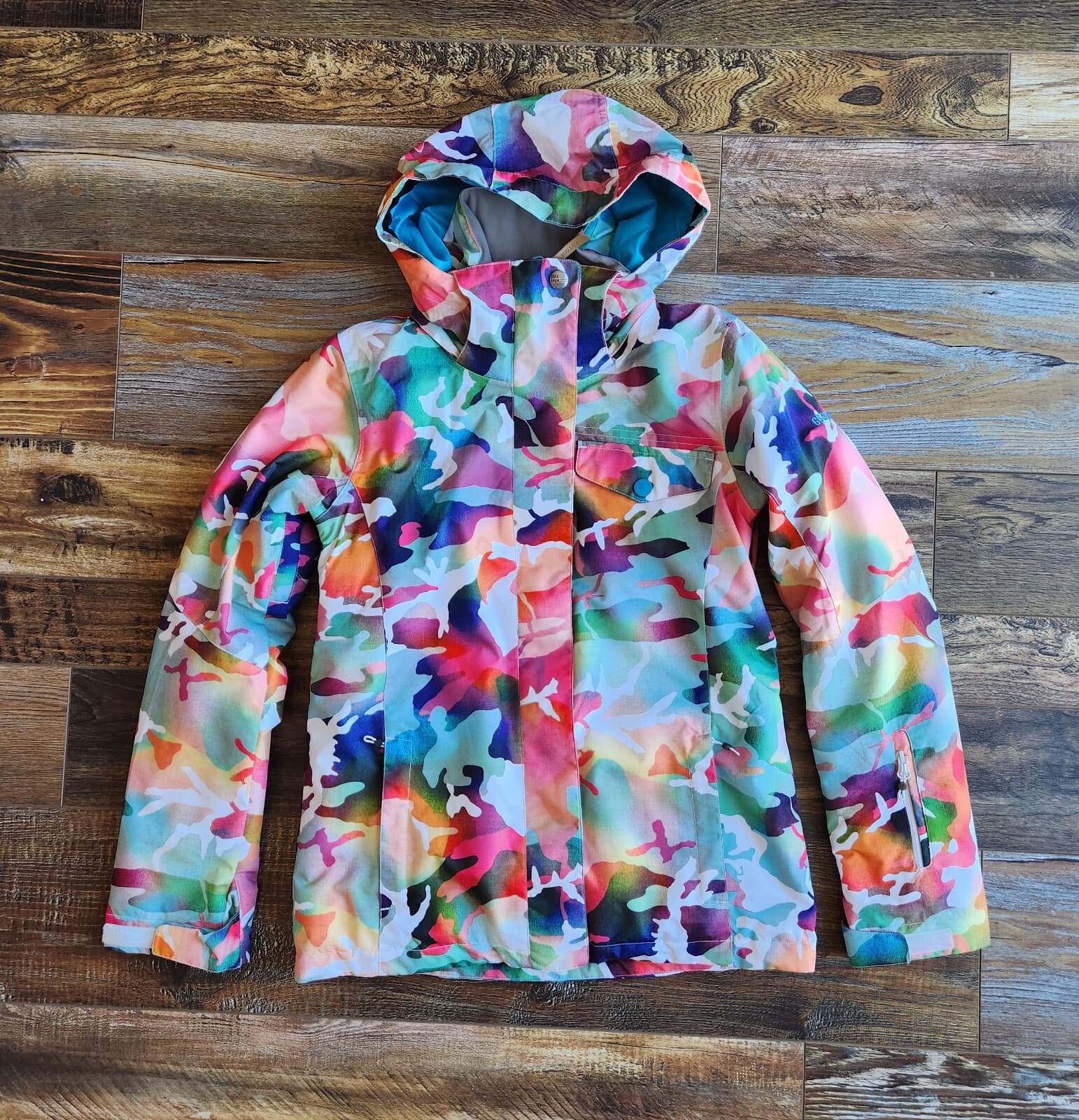 NWoT Gsou Snow Vibrant Camouflage Ski Snowboard Hooded Insulated Jacket Women XS - Thumbnail 2