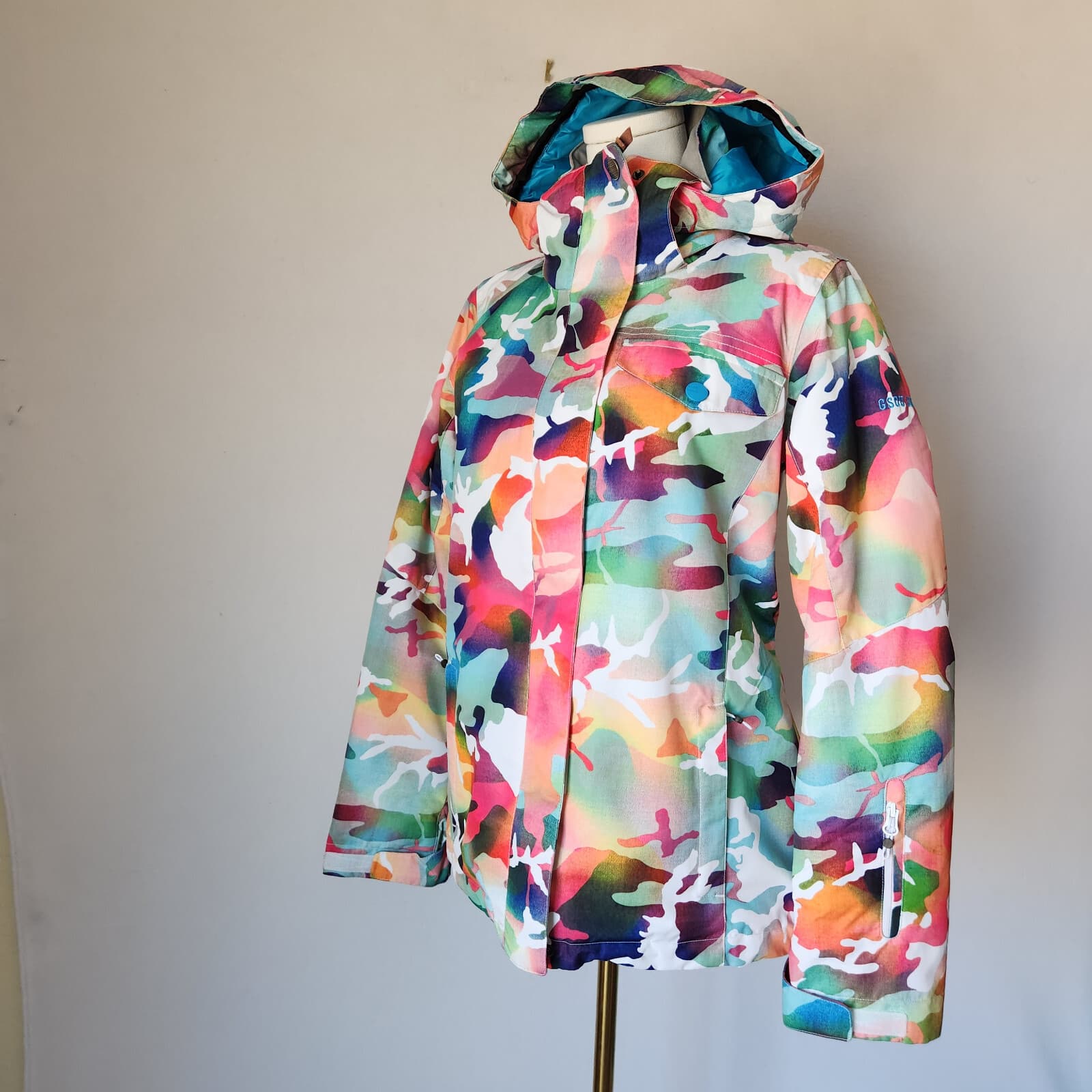 NWoT Gsou Snow Vibrant Camouflage Ski Snowboard Hooded Insulated Jacket Women XS - Thumbnail 6