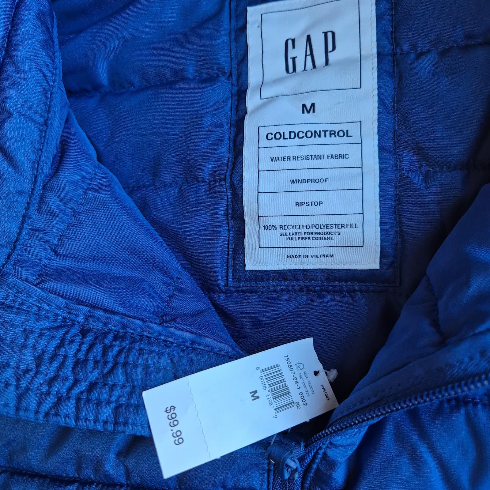 NWT Gap $100 Men's M Coldcontrol Waterproof Lightweight Puffer Jacket Navy Blue - Thumbnail 8