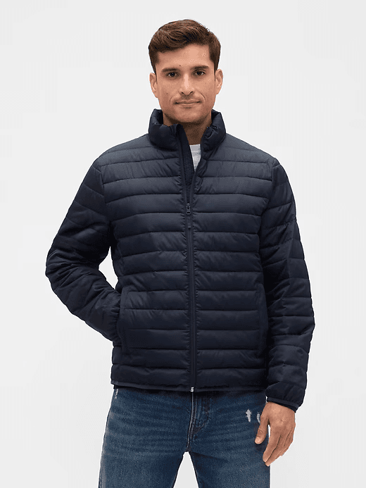 NWT Gap $100 Men's M Coldcontrol Waterproof Lightweight Puffer Jacket Navy Blue - Thumbnail 3