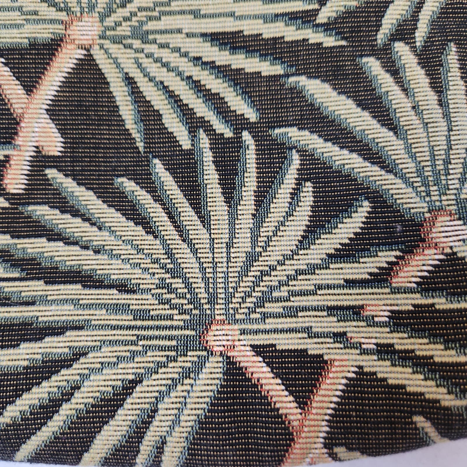 JIM THOMPSON Palm Leaf Jacqurd Fabric Leather Handle Pouch Clutch Bag Silk Liner - Thumbnail 6