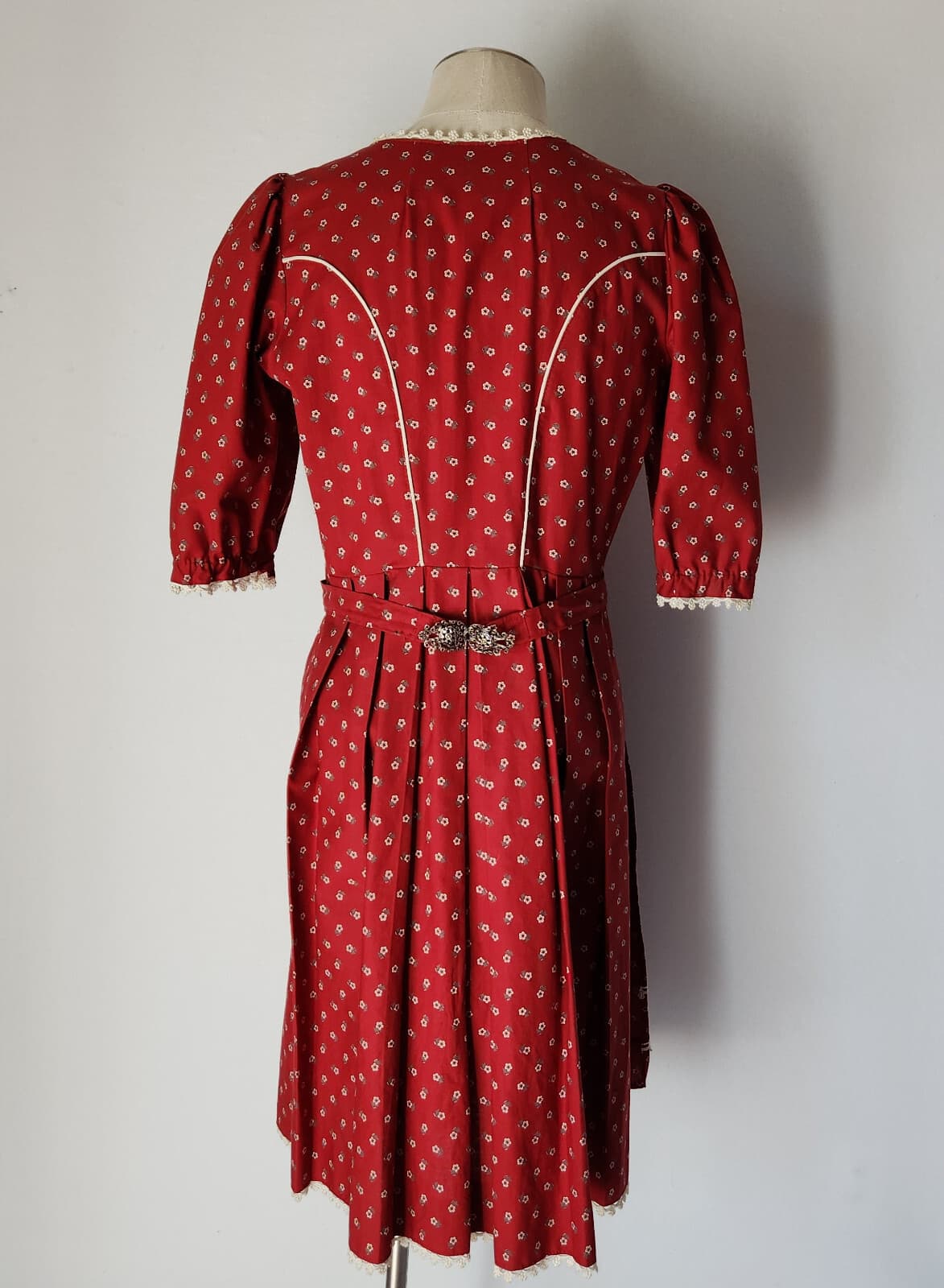 Vintage Ernst Licht 2 Piece Oktoberfest Prairie Dress Lace Trim Floral Red Sz.8 - Thumbnail 8