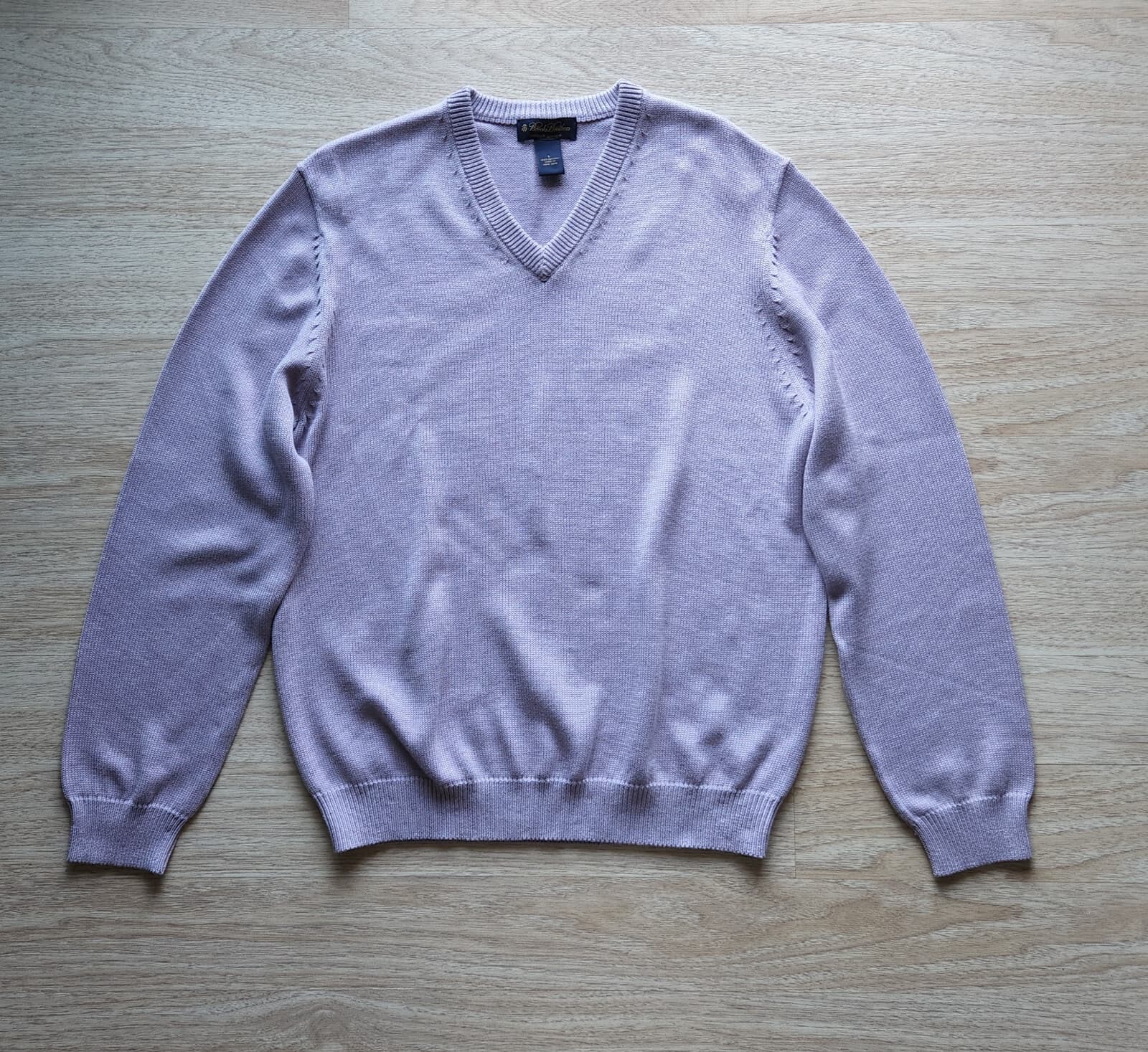 Vintage Brooks Brothers Cotton Sweater Pullover V-Neck Purple Unisex L Hong Kong - Thumbnail 3