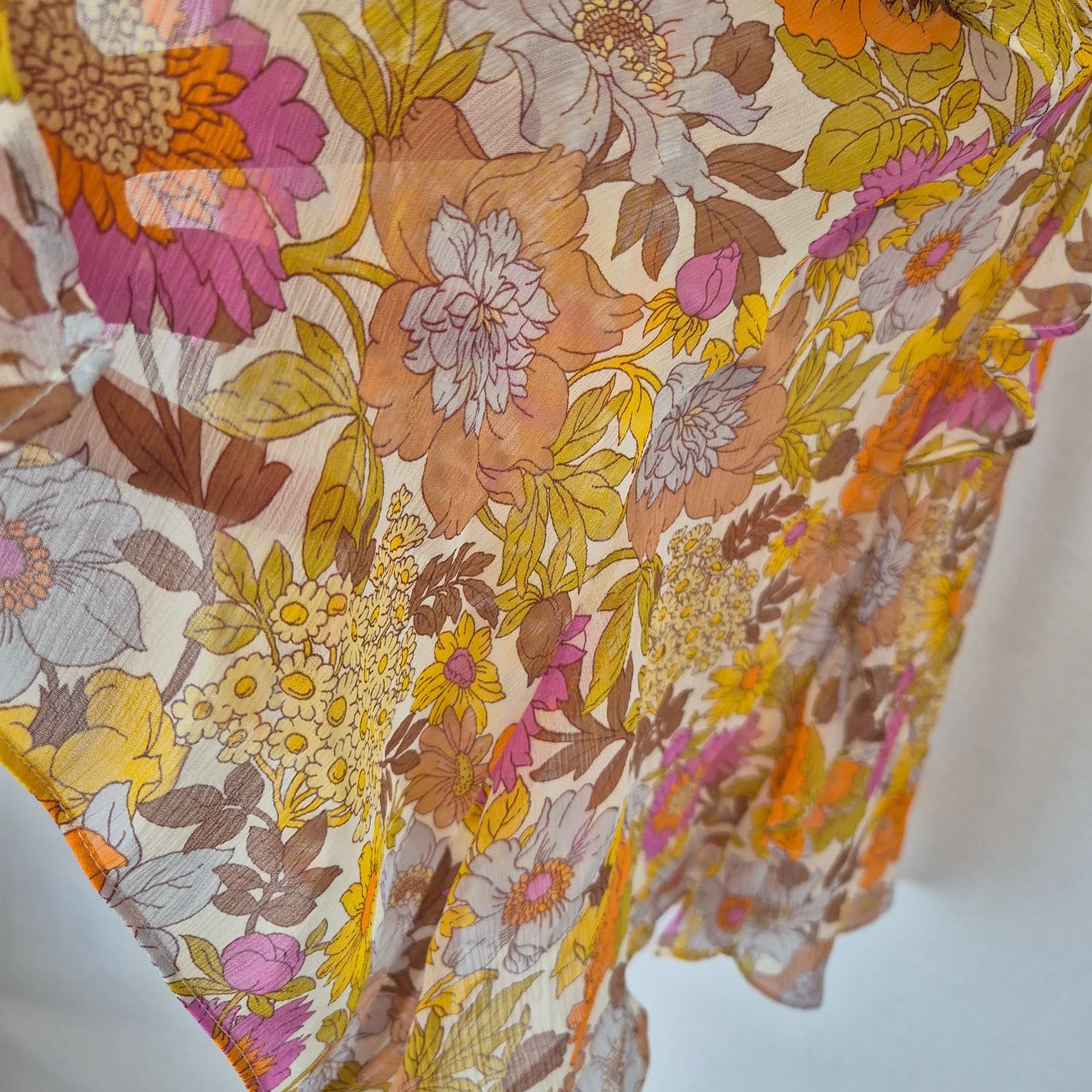 Veronica Beard Eleonora Silk Sheer Chiffon Slit Ruffle Floral Midi Skirt Women 8 - Thumbnail 10