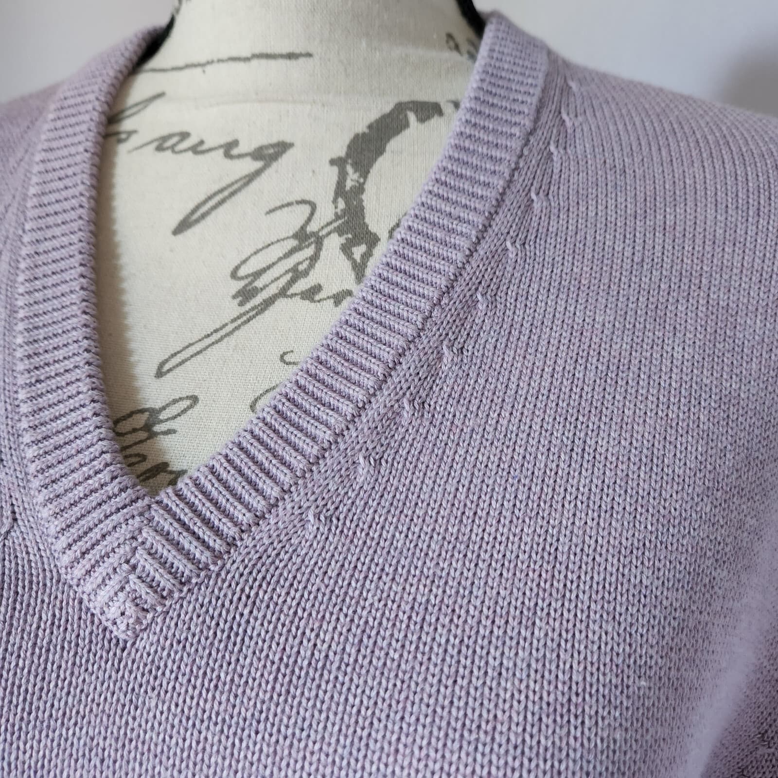 Vintage Brooks Brothers Cotton Sweater Pullover V-Neck Purple Unisex L Hong Kong - Thumbnail 5