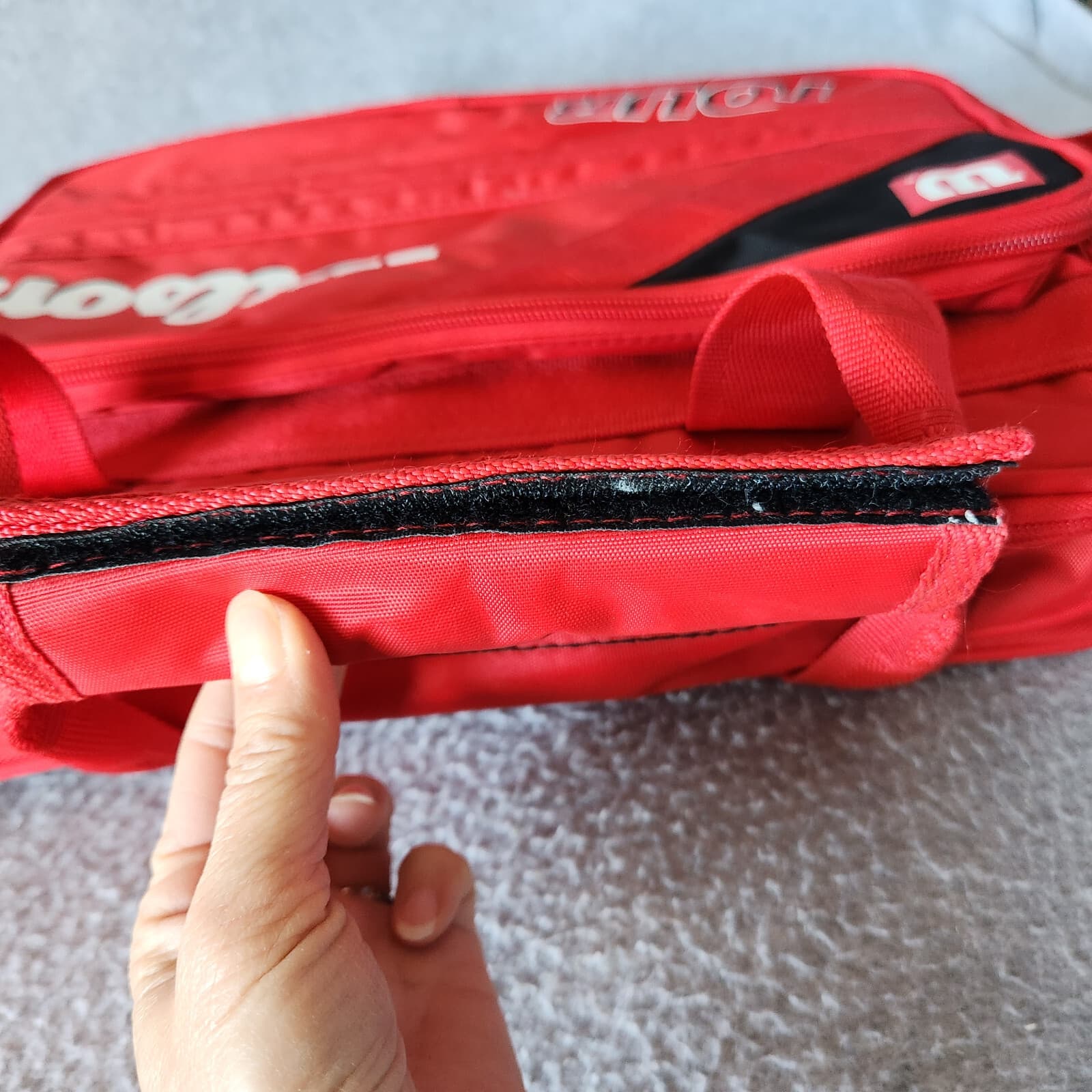 Wilson Tour Sports Messenger Laptop Travel Bag Compartments Zip Red Spellout - Thumbnail 4