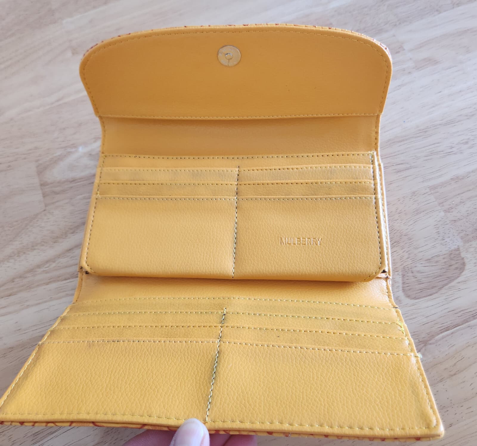 MULBERRY Snake Embossed Leather Continental Wallet Card Slots Magnet Snap Orange - Thumbnail 14