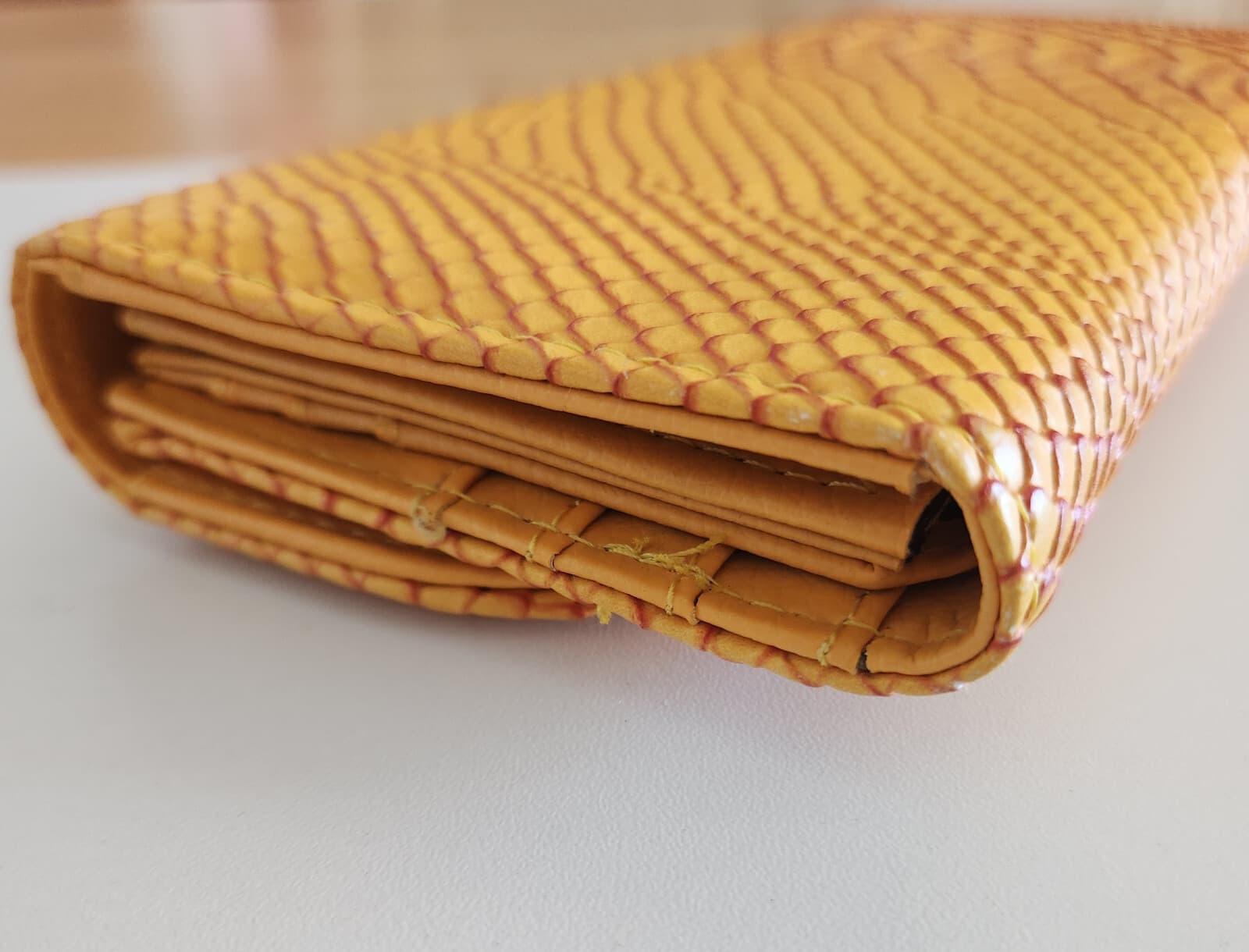 MULBERRY Snake Embossed Leather Continental Wallet Card Slots Magnet Snap Orange - Thumbnail 10