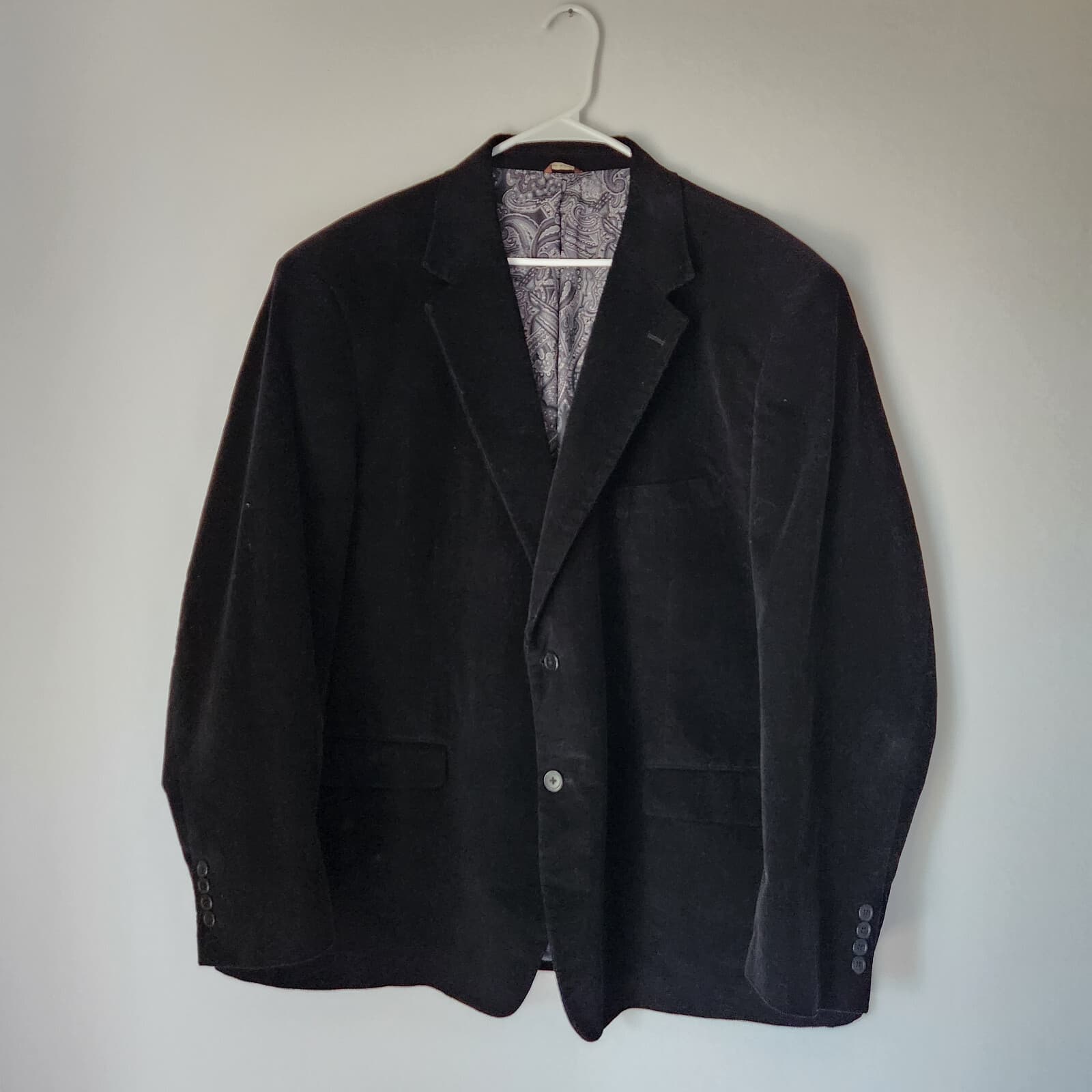 Oak Hill Cordoroy Sport Blazer Jacket Paisley Lined 2-Button Black Men's 2XL - Thumbnail 2