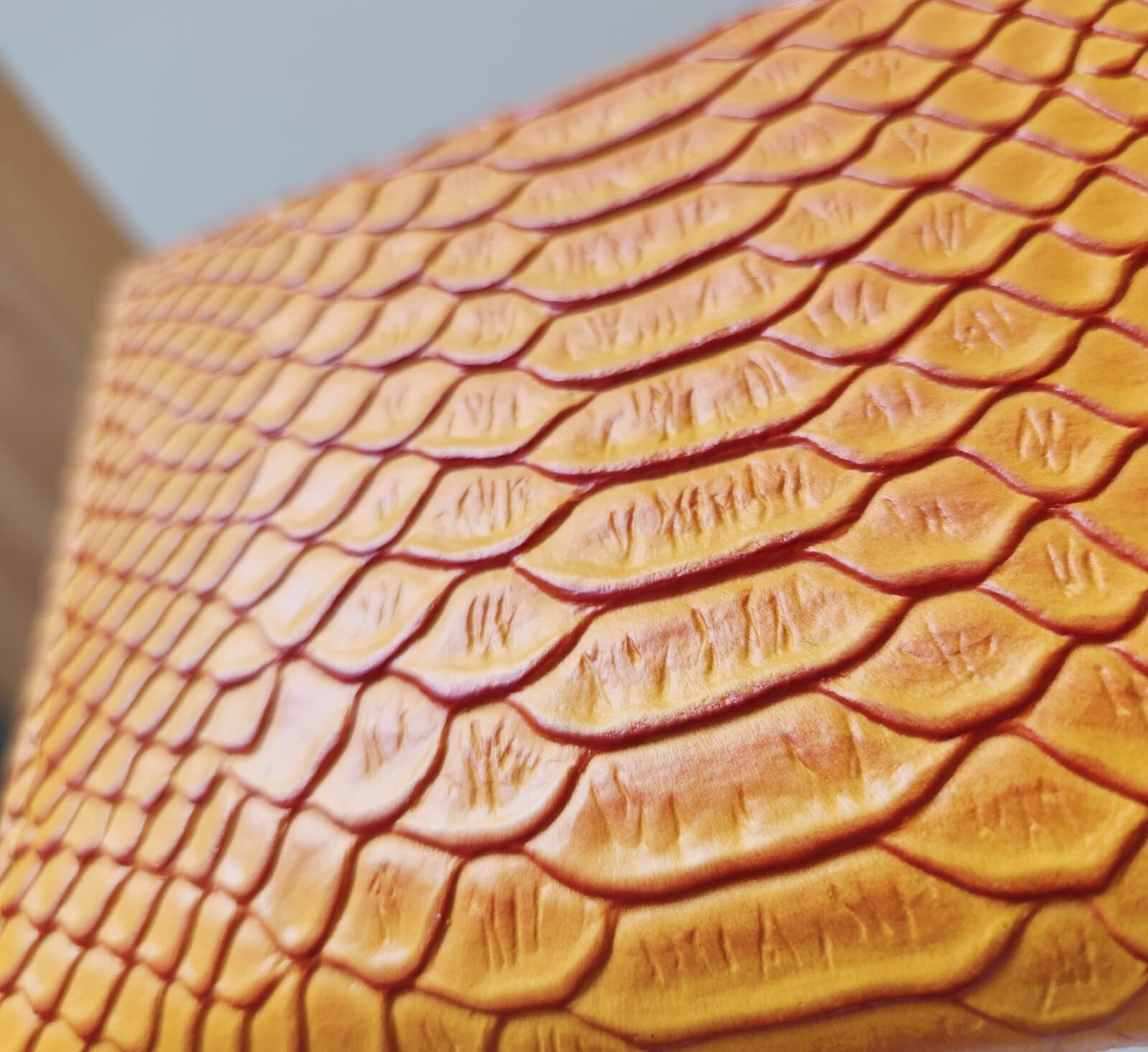 MULBERRY Snake Embossed Leather Continental Wallet Card Slots Magnet Snap Orange - Thumbnail 6