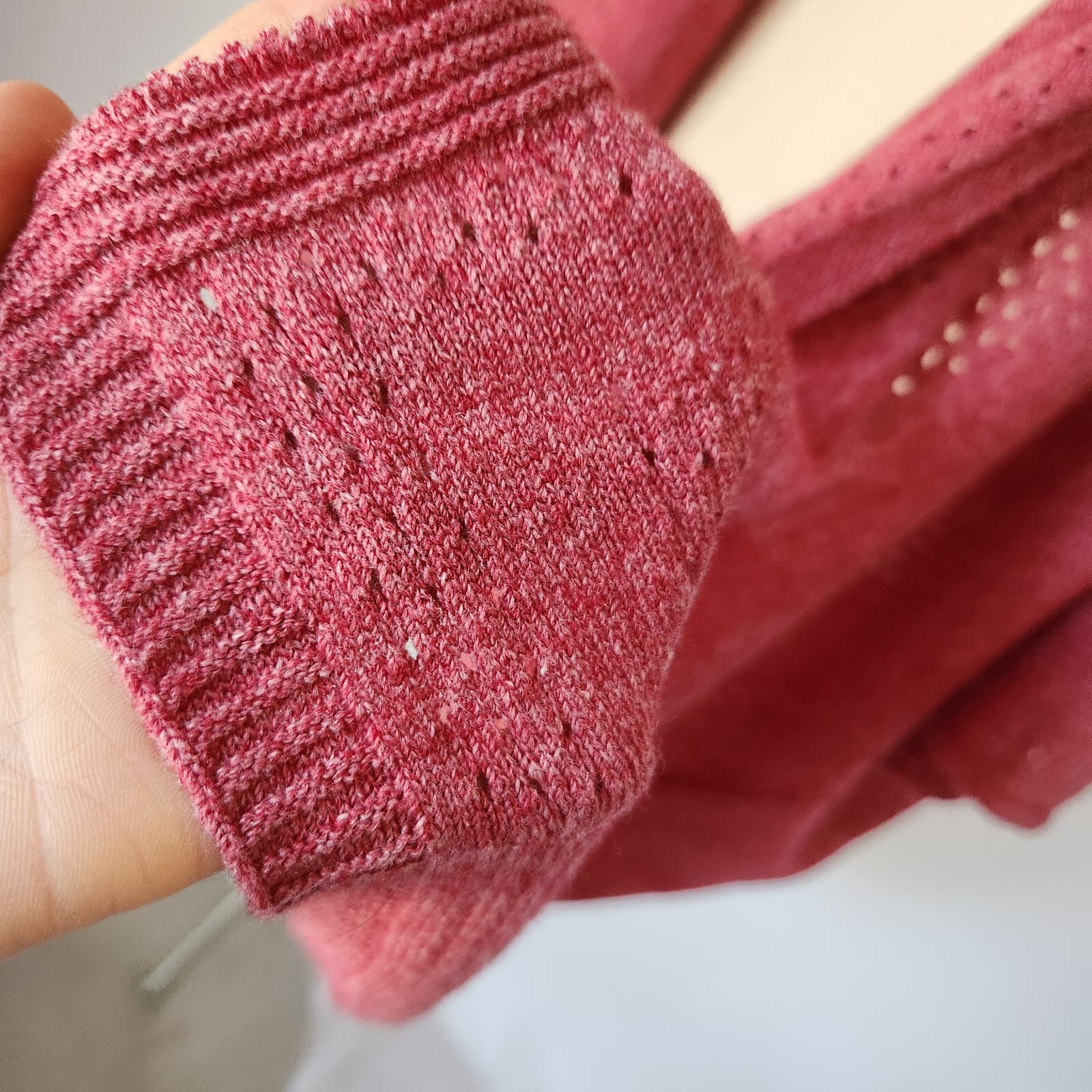 Merinomink New Zealand Duster Draped Cardigan Summer Shrug Magnolia Red Sz.M - Thumbnail 5