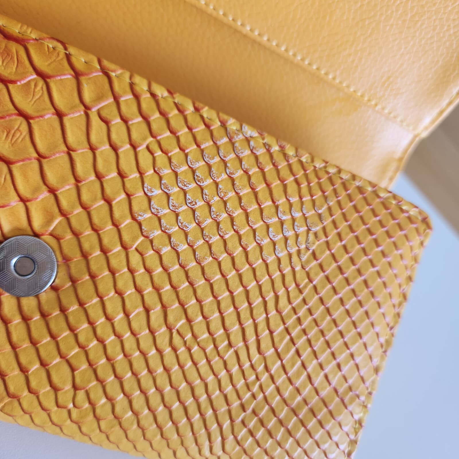 MULBERRY Snake Embossed Leather Continental Wallet Card Slots Magnet Snap Orange - Thumbnail 13