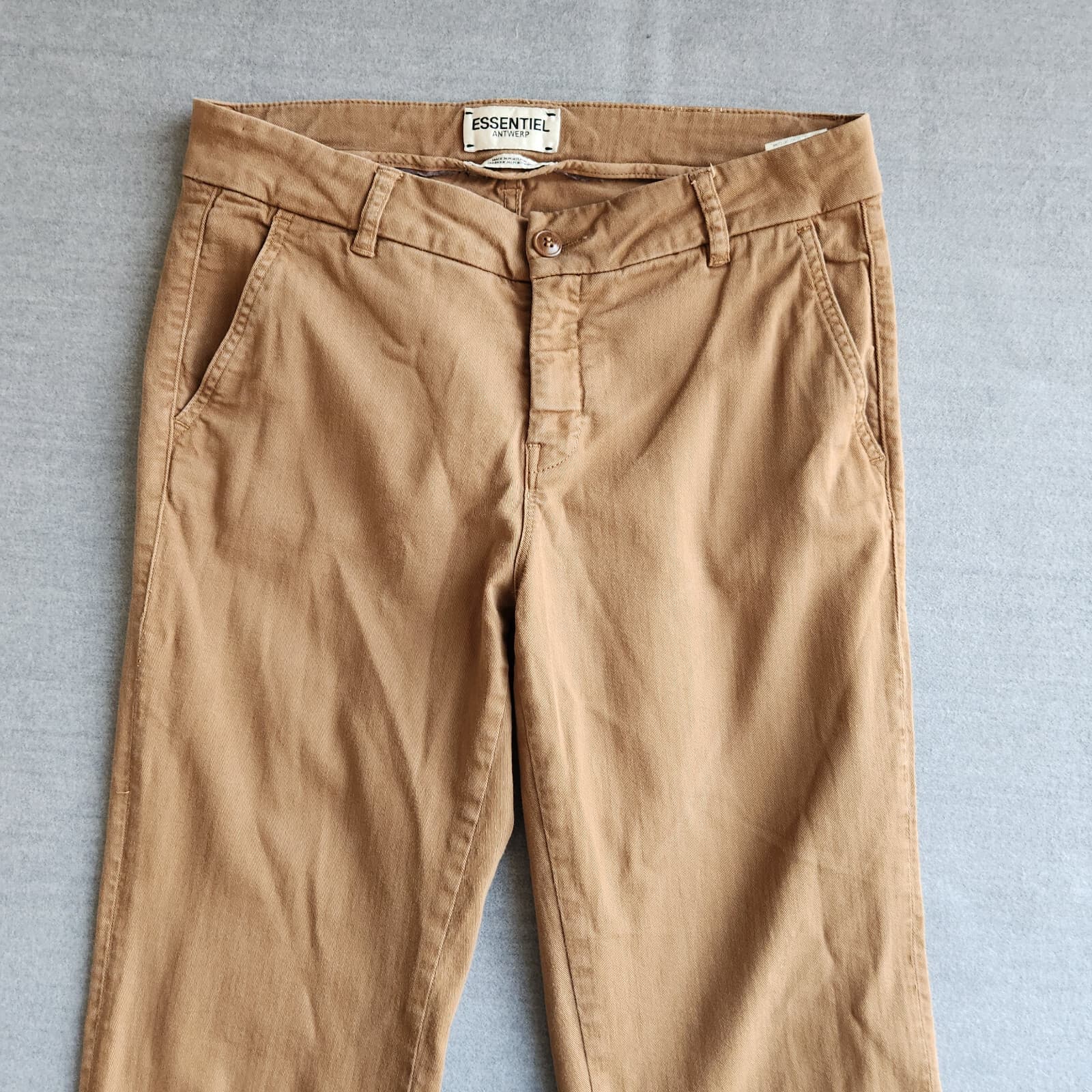 Essentiel Antwerp Bootcut Flare Pants Zip Stretch Cotton Brown Women's 40 (8) - Thumbnail 3