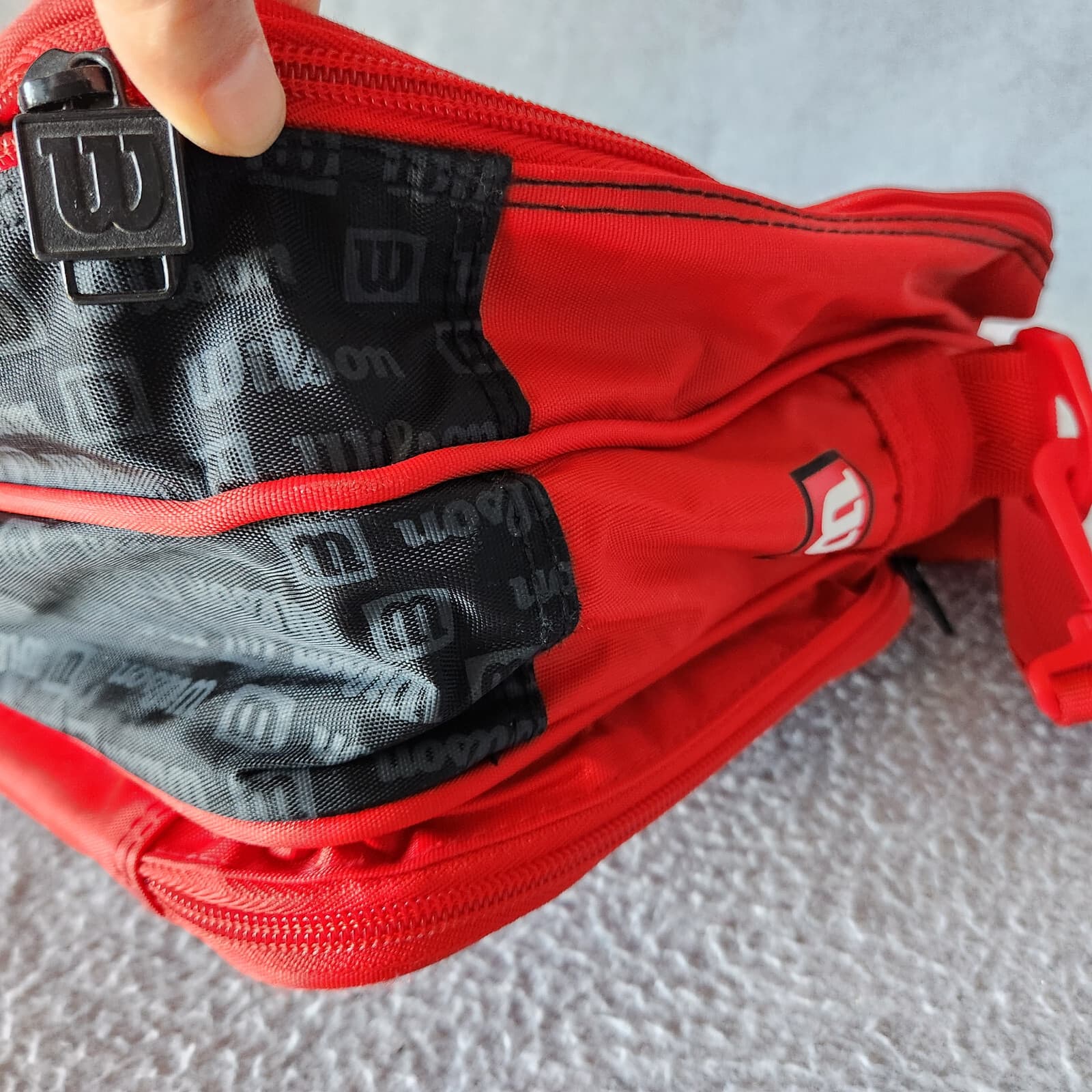 Wilson Tour Sports Messenger Laptop Travel Bag Compartments Zip Red Spellout - Thumbnail 11
