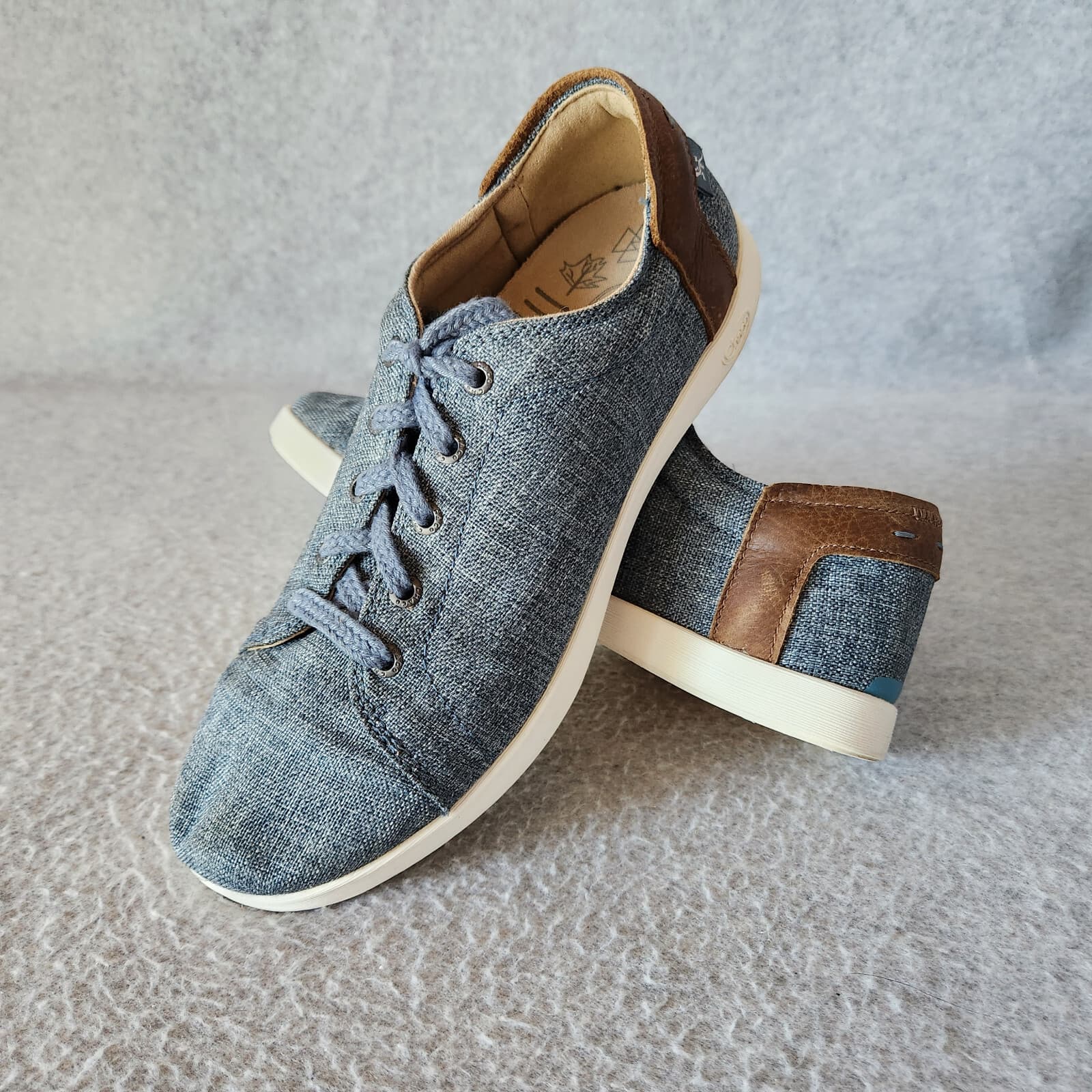 Chaco Lonia Lace-Up Denim Canvas Leather-Trim Casual Sneakers Blue Women's US8 - Thumbnail 4