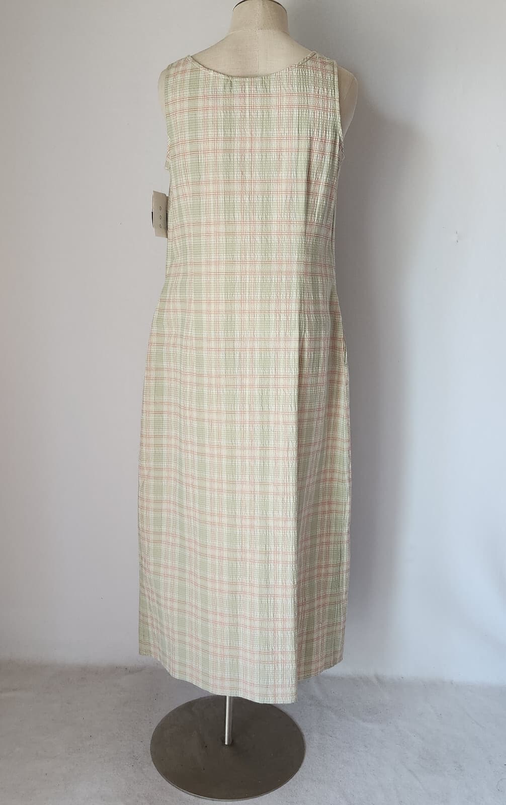 Vintage NWT Liz Claiborne Terra Sahara Plaid Button-Front Maxi Dress Green Sz.12 - Thumbnail 4