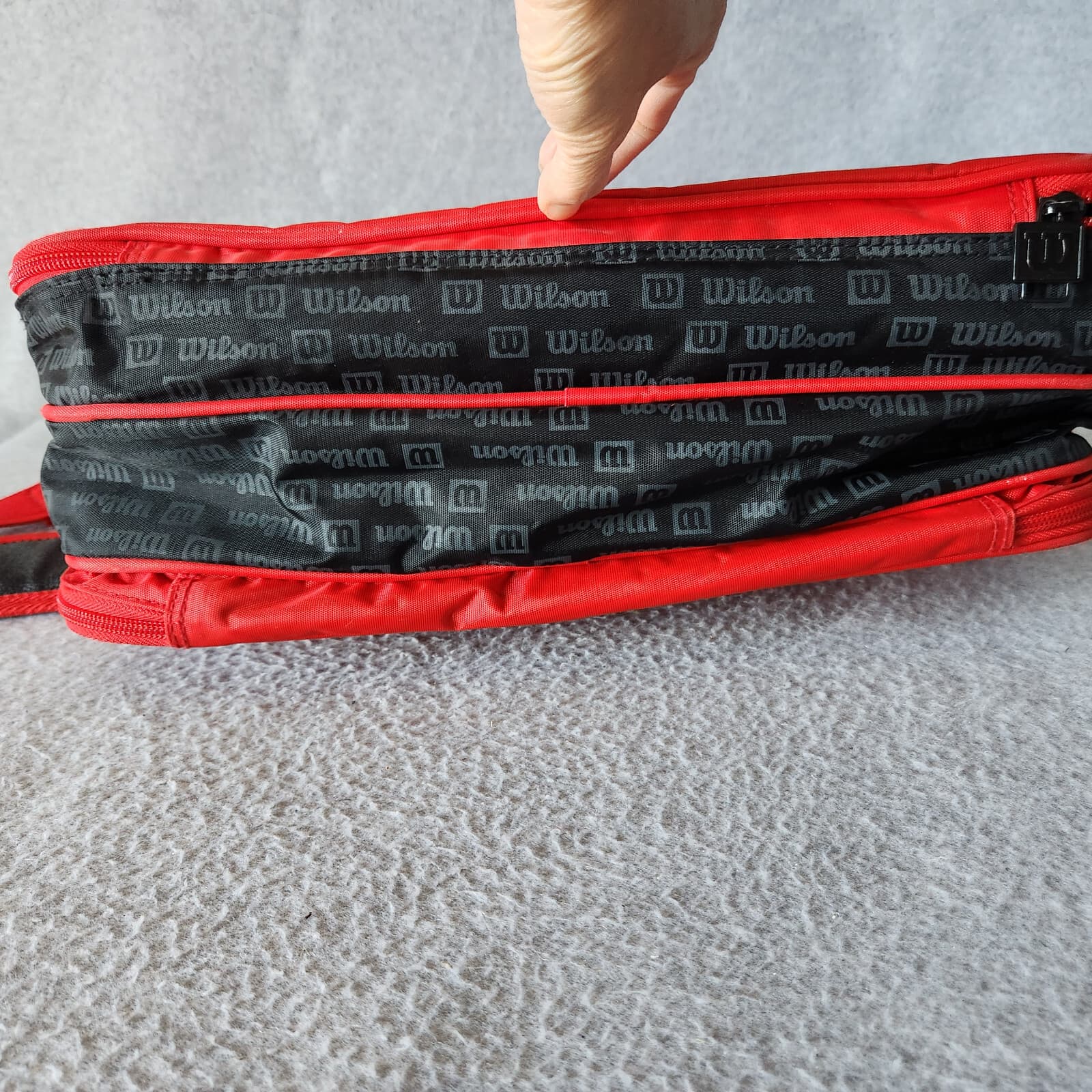 Wilson Tour Sports Messenger Laptop Travel Bag Compartments Zip Red Spellout - Thumbnail 9