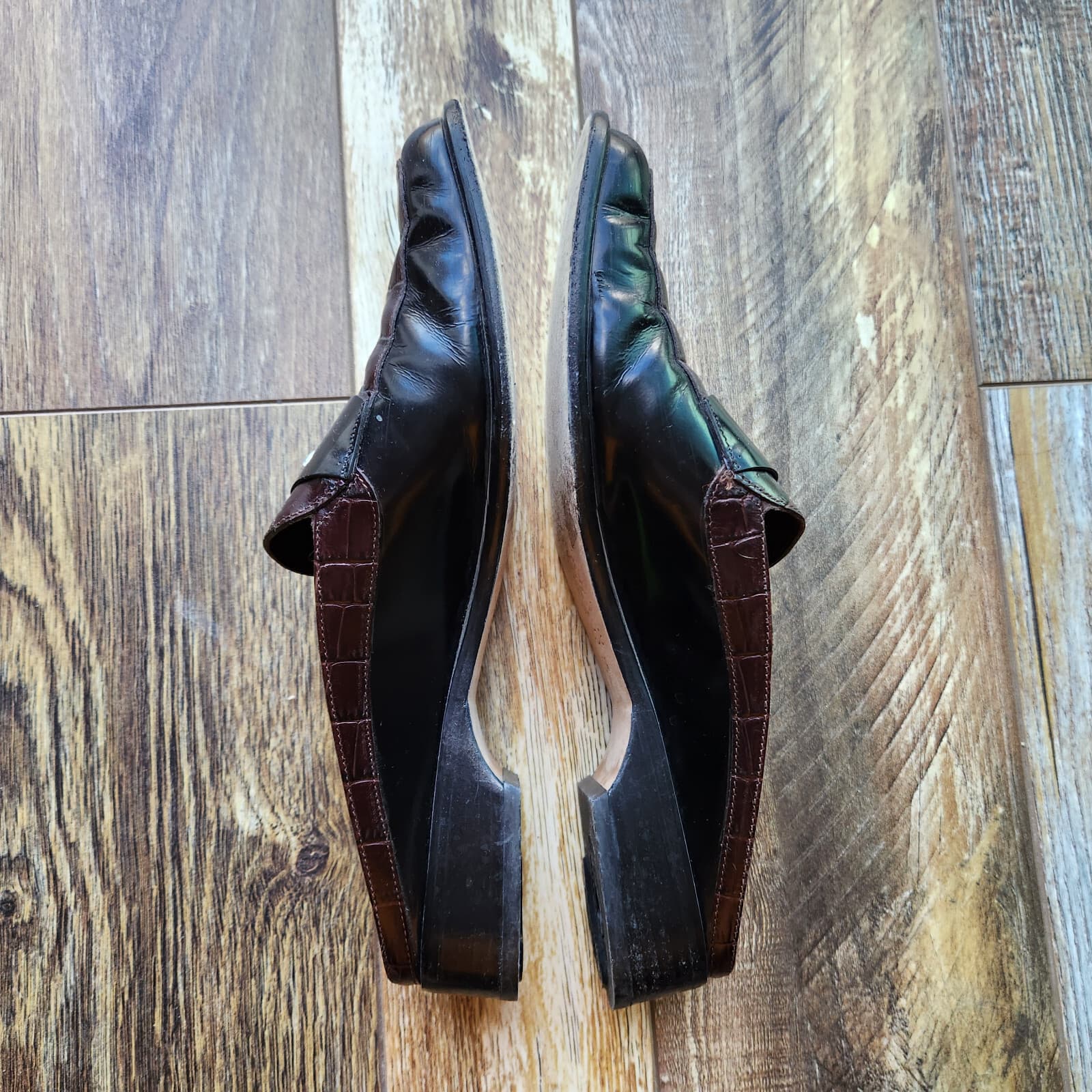 Brighton Jade Made in Italy Croc-Embossed Leather Mule Slide-On Brown Women 8.5 - Thumbnail 6