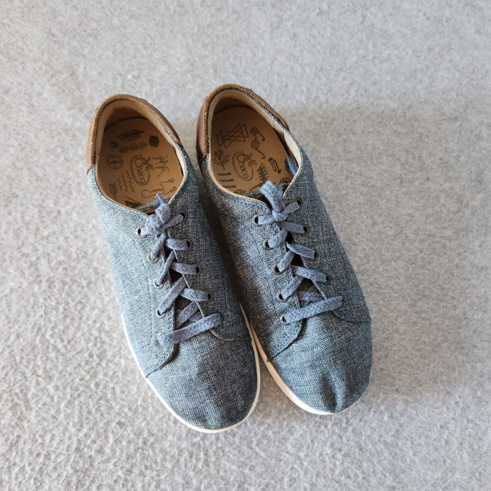 Chaco Lonia Lace-Up Denim Canvas Leather-Trim Casual Sneakers Blue Women's US8 - Thumbnail 3