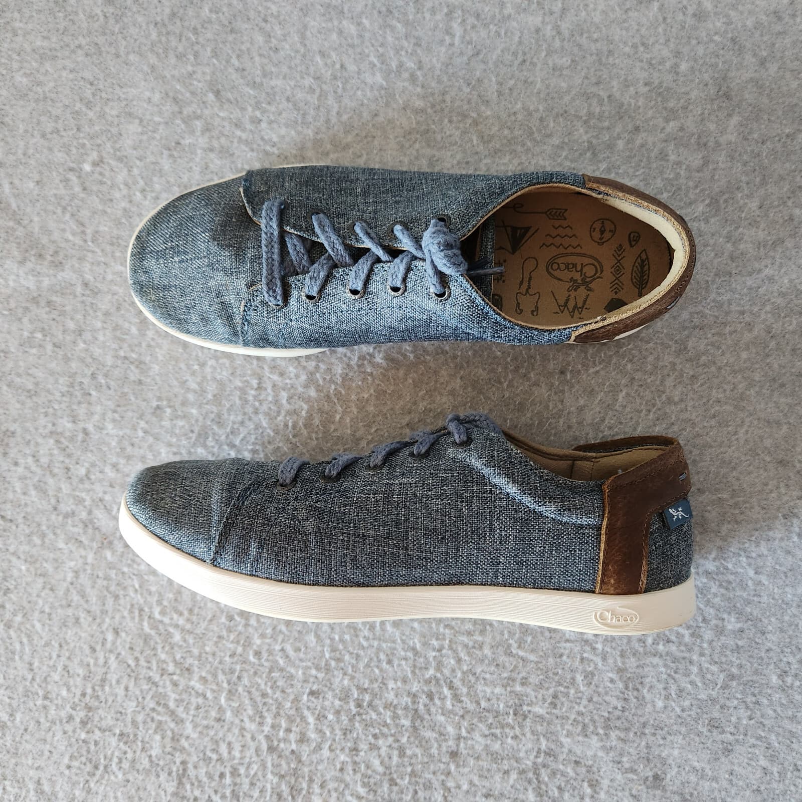 Chaco Lonia Lace-Up Denim Canvas Leather-Trim Casual Sneakers Blue Women's US8 - Thumbnail 2