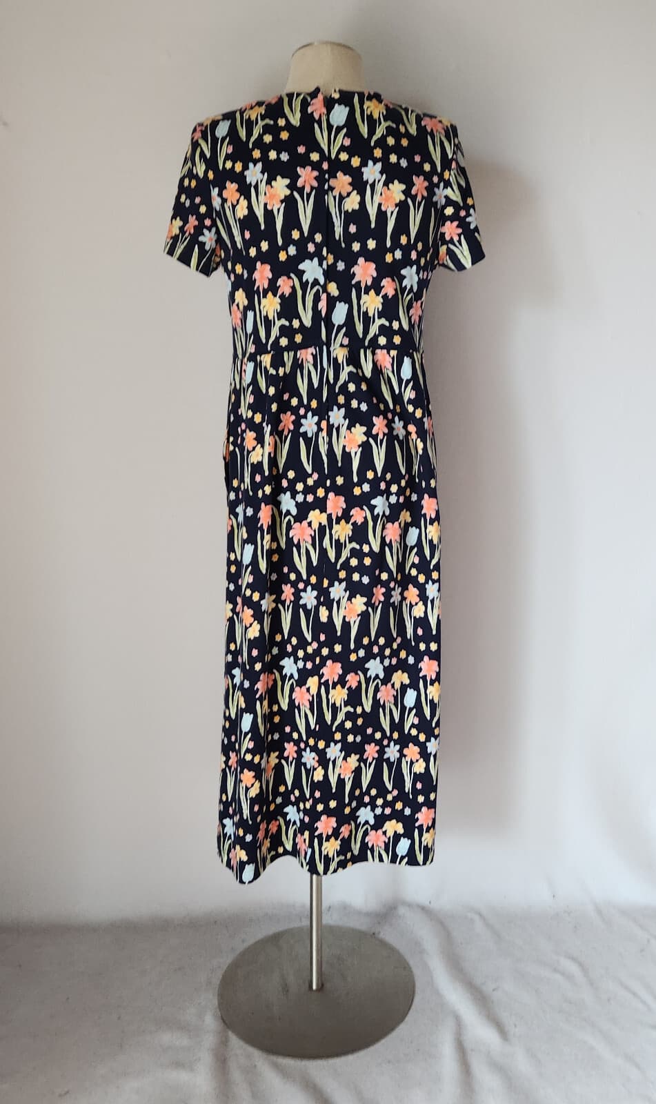 Vintage Talbots Made in USA Floral Midi Sheath Dress Pocket Blue Cotton Sz.M - Thumbnail 5