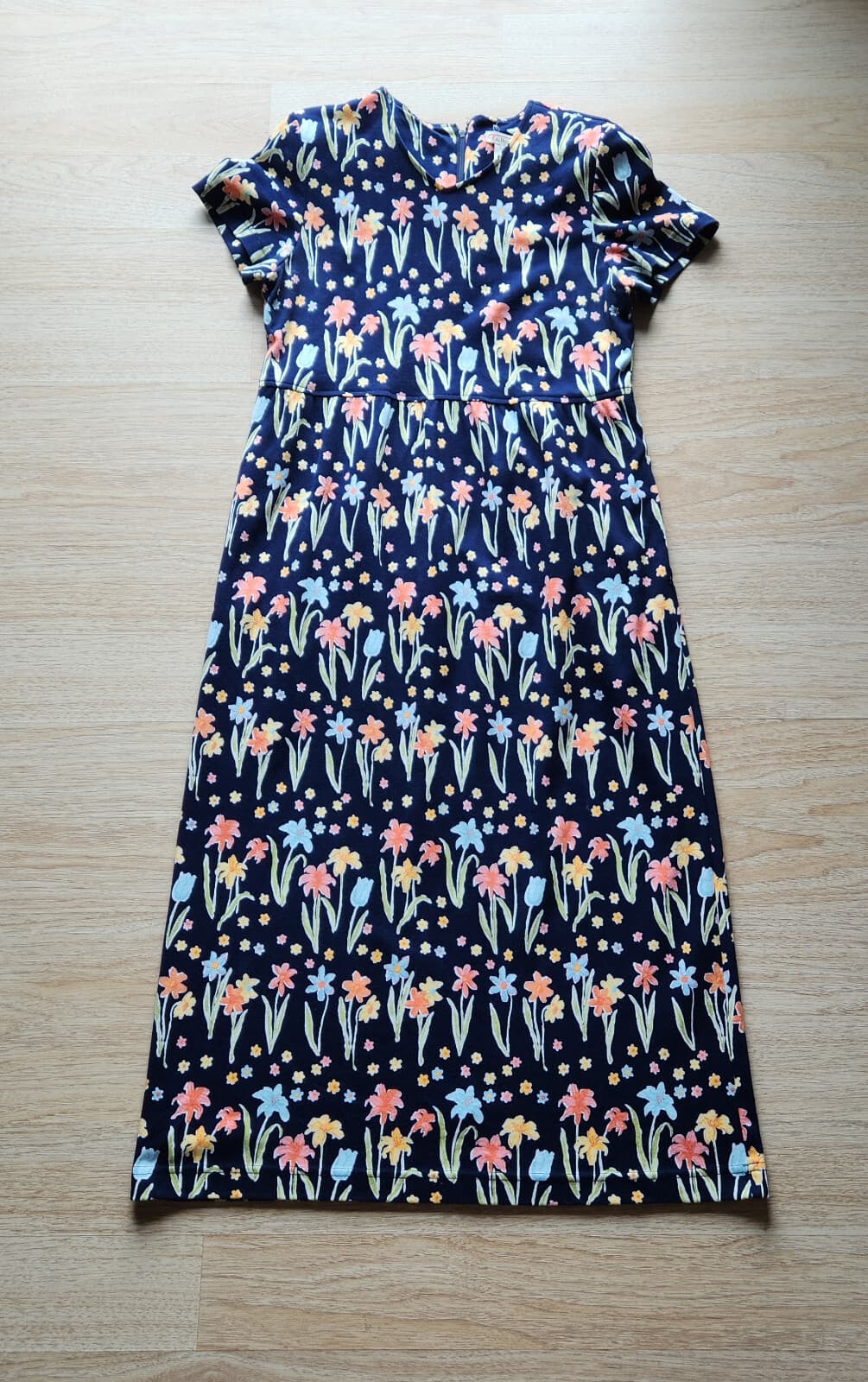 Vintage Talbots Made in USA Floral Midi Sheath Dress Pocket Blue Cotton Sz.M - Thumbnail 6