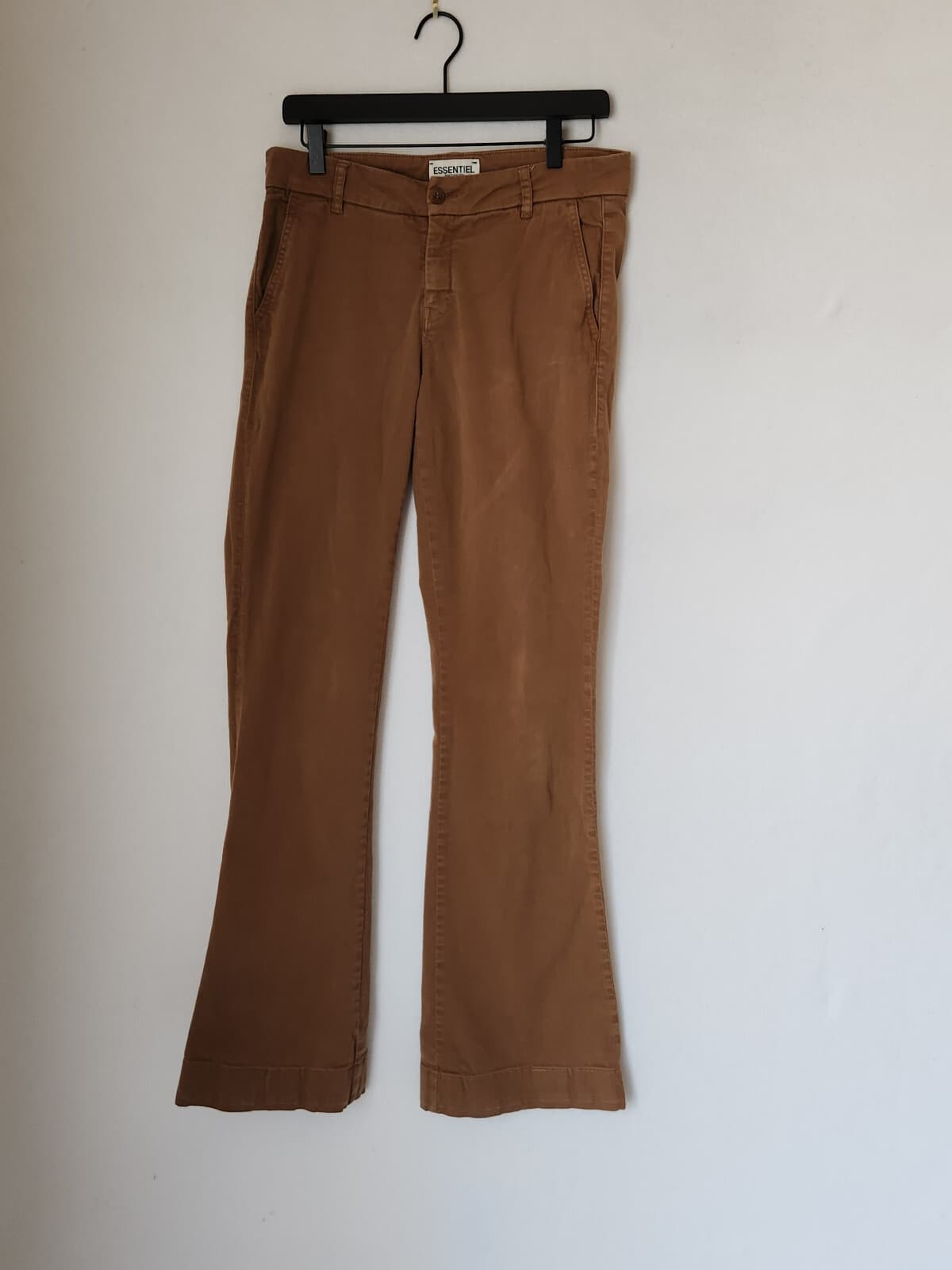 Essentiel Antwerp Bootcut Flare Pants Zip Stretch Cotton Brown Women's 40 (8) - Thumbnail 2