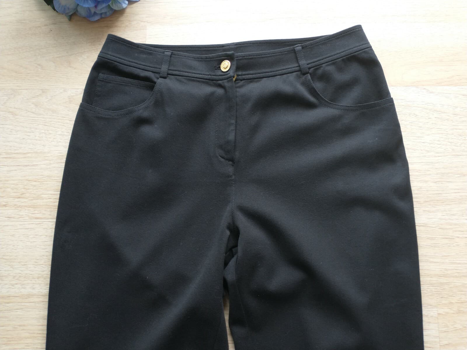 ST.JOHN Pants Straight Leg Stretch Zip Pocket Black Women Sz.8 Made in USA - Thumbnail 3
