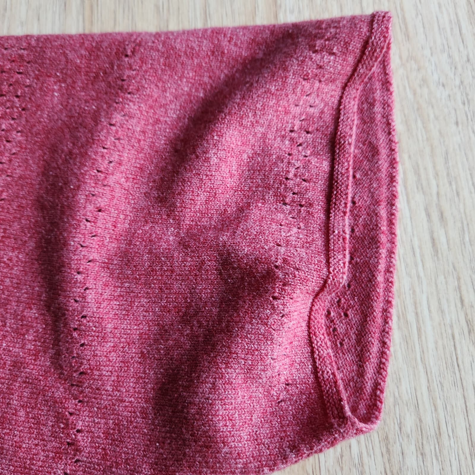 Merinomink New Zealand Duster Draped Cardigan Summer Shrug Magnolia Red Sz.M - Thumbnail 7