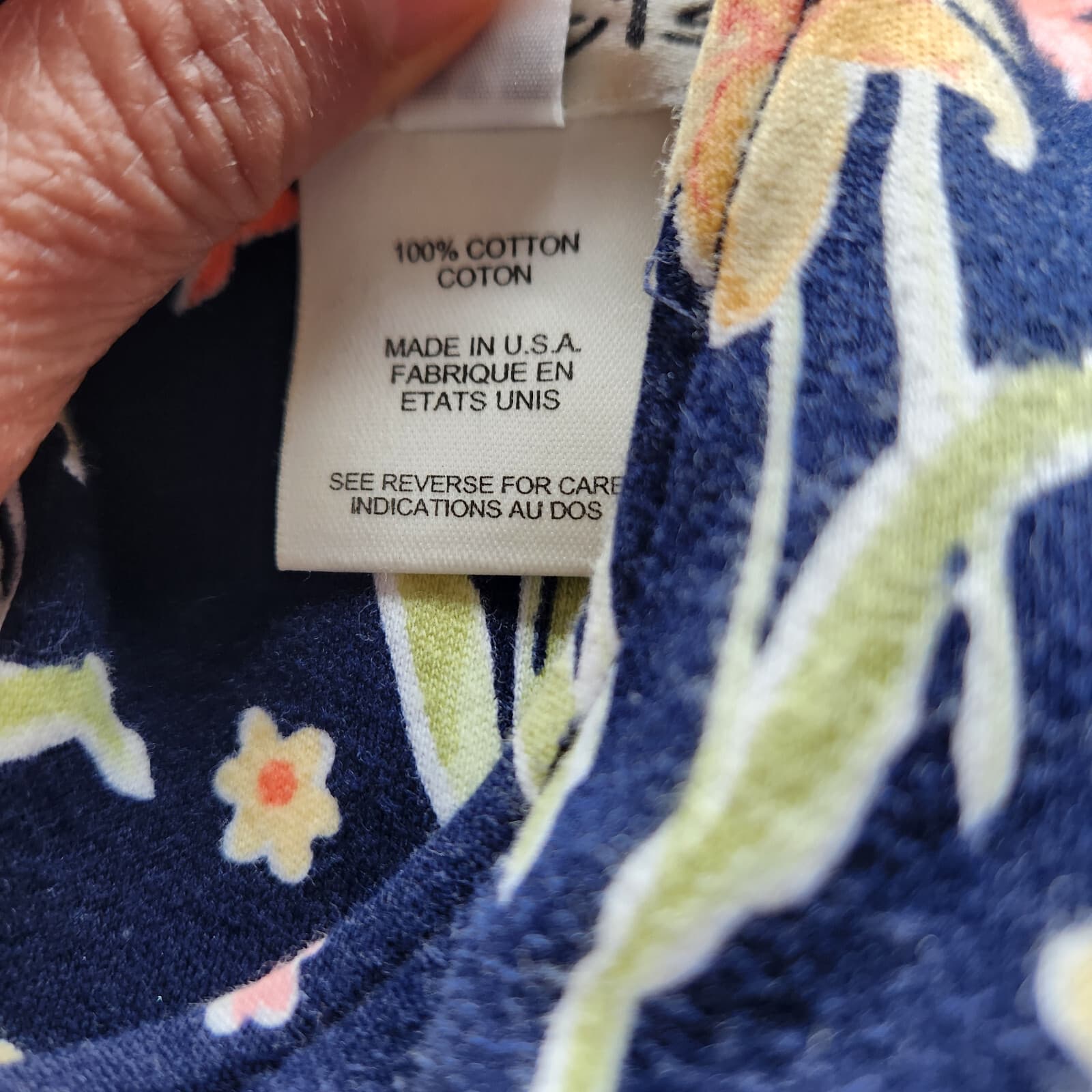 Vintage Talbots Made in USA Floral Midi Sheath Dress Pocket Blue Cotton Sz.M - Thumbnail 11