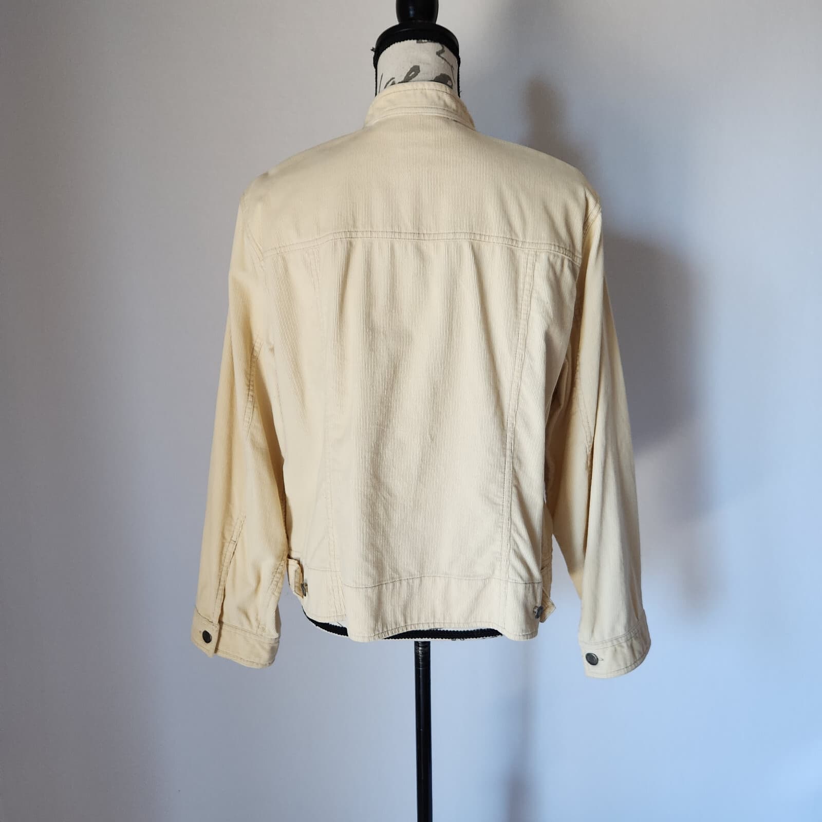 Vintage J.Jill 100% Cotton Corduroy Jacket Zip-Up Mock Neck Yellow Women PL - Thumbnail 5
