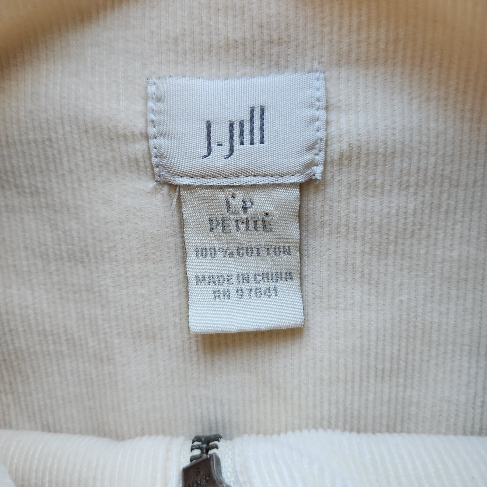 Vintage J.Jill 100% Cotton Corduroy Jacket Zip-Up Mock Neck Yellow Women PL - Thumbnail 7