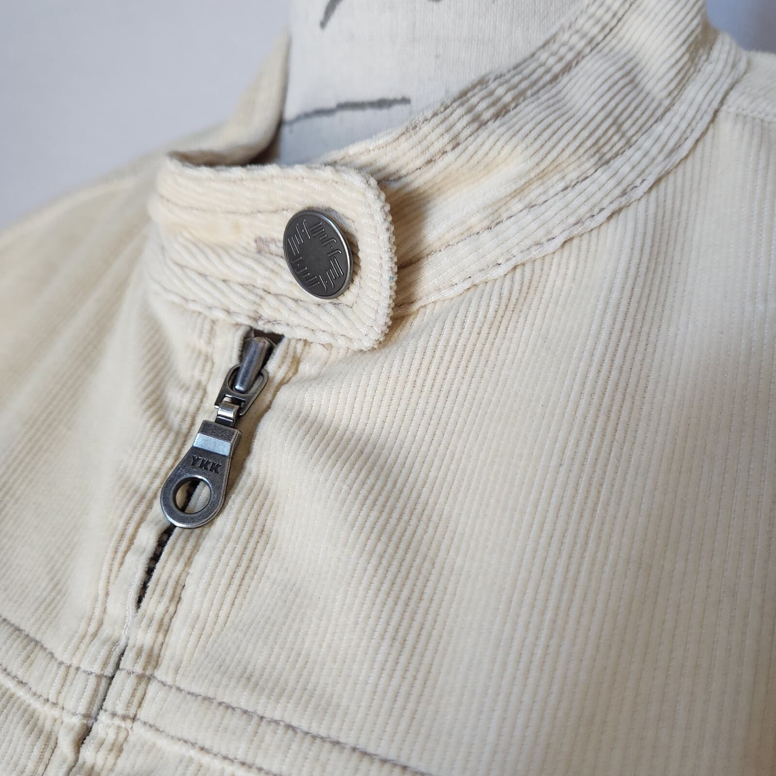 Vintage J.Jill 100% Cotton Corduroy Jacket Zip-Up Mock Neck Yellow Women PL - Thumbnail 3
