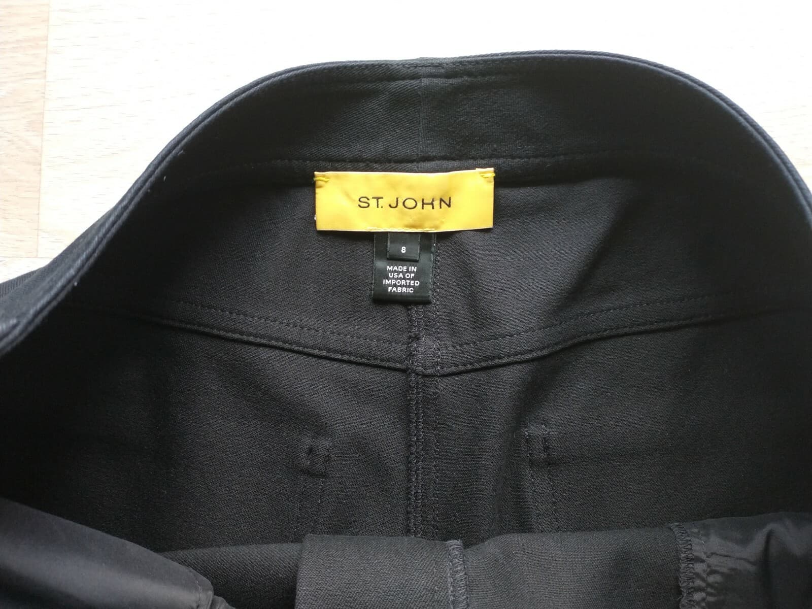 ST.JOHN Pants Straight Leg Stretch Zip Pocket Black Women Sz.8 Made in USA - Thumbnail 6