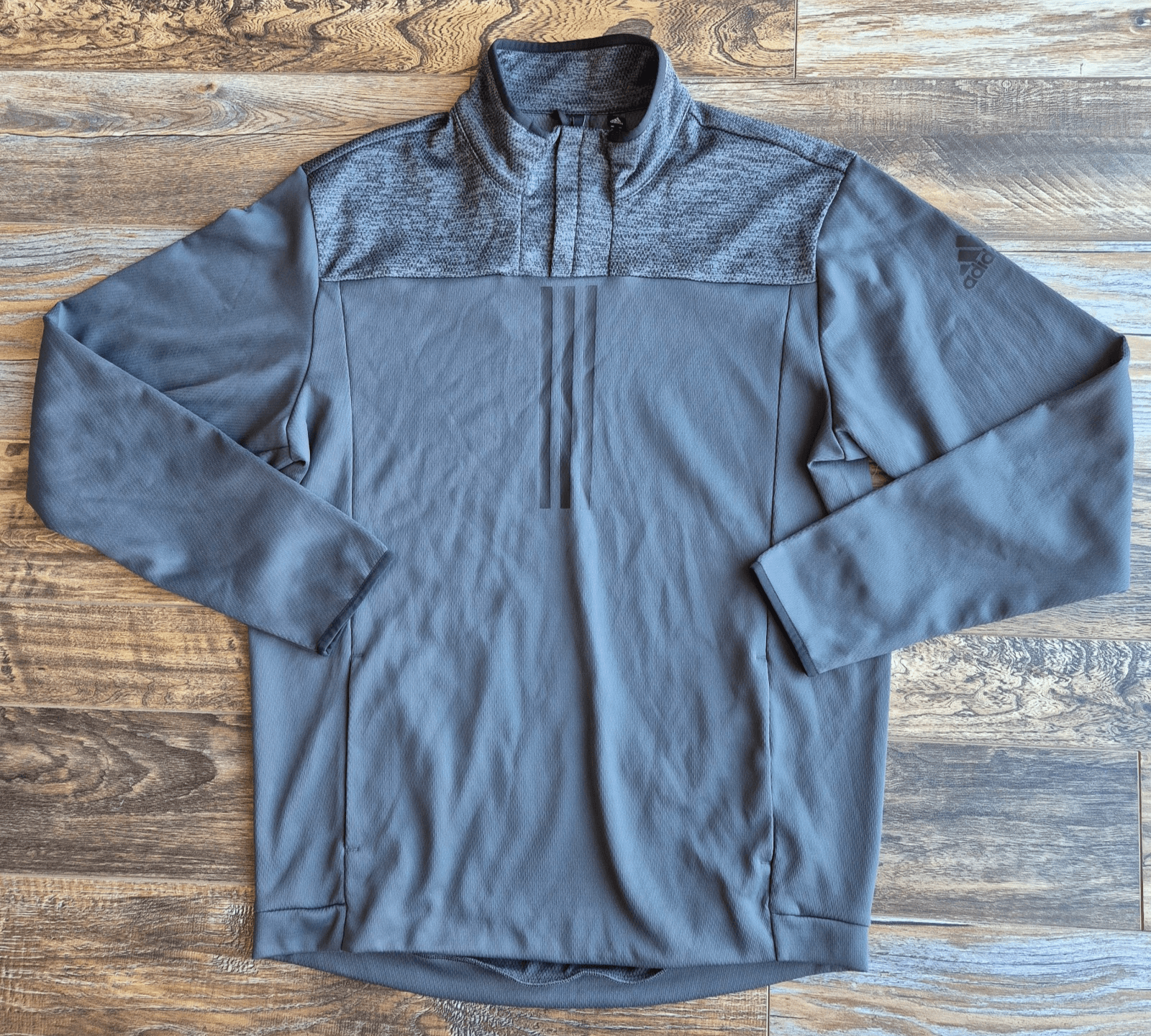 NWT Adidas Men's L Team Issue Climawarm 1/4 Zip Pullover Sweatshirt Pocket Grey - Thumbnail 2