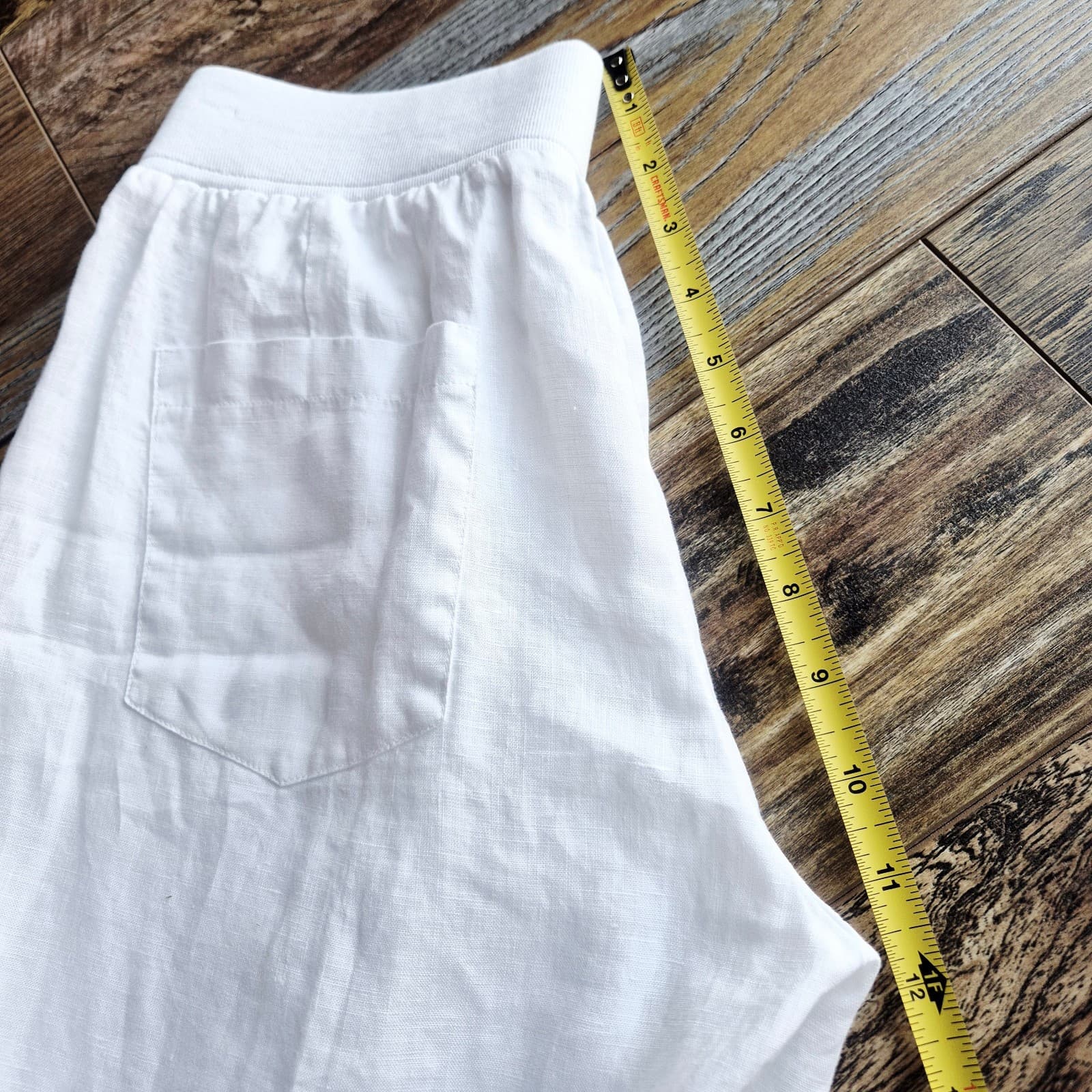 Rosso35 Genova Made in Italy Linen Pull-On Pants Cuffed Hem Pocket White Size 40 - Thumbnail 14