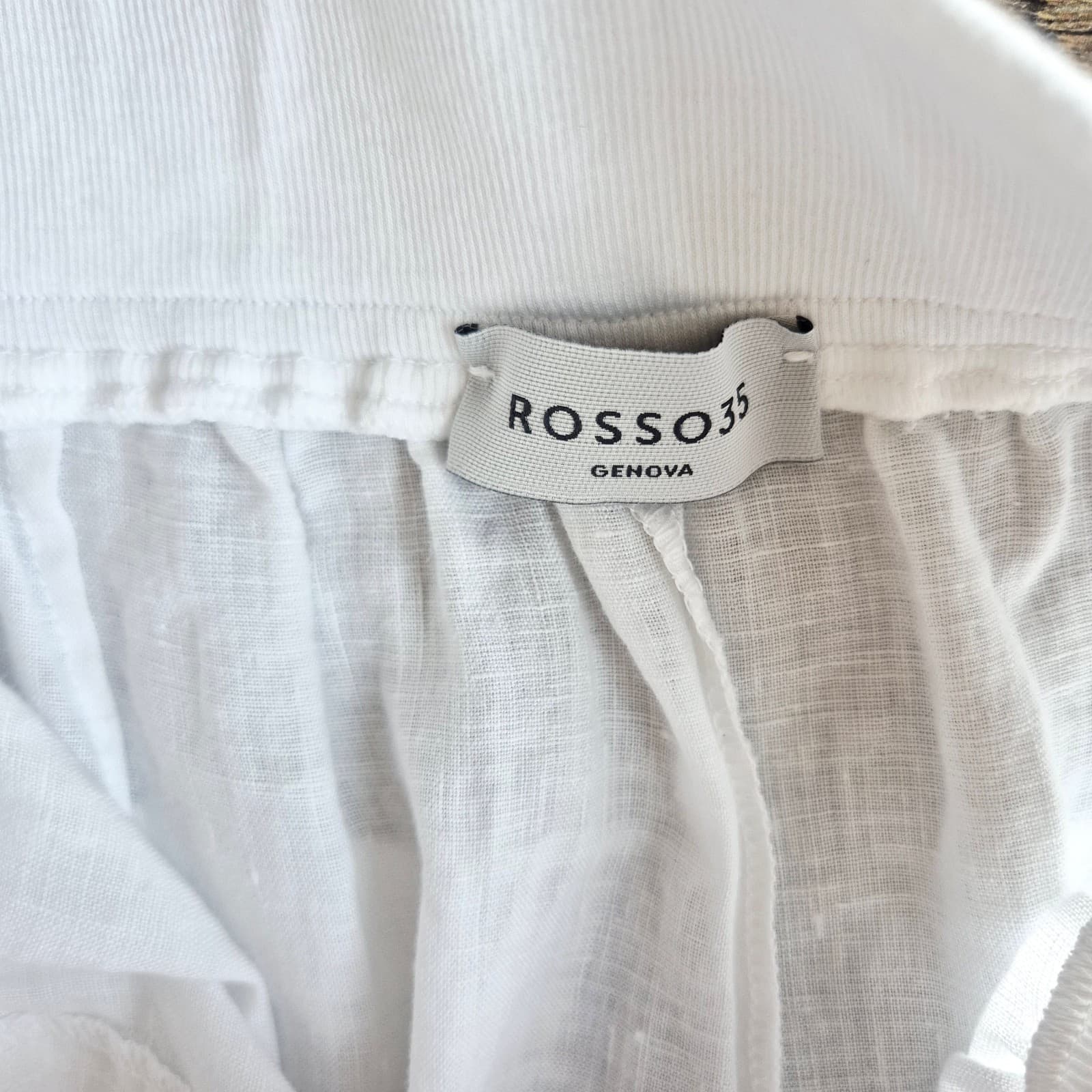 Rosso35 Genova Made in Italy Linen Pull-On Pants Cuffed Hem Pocket White Size 40 - Thumbnail 7